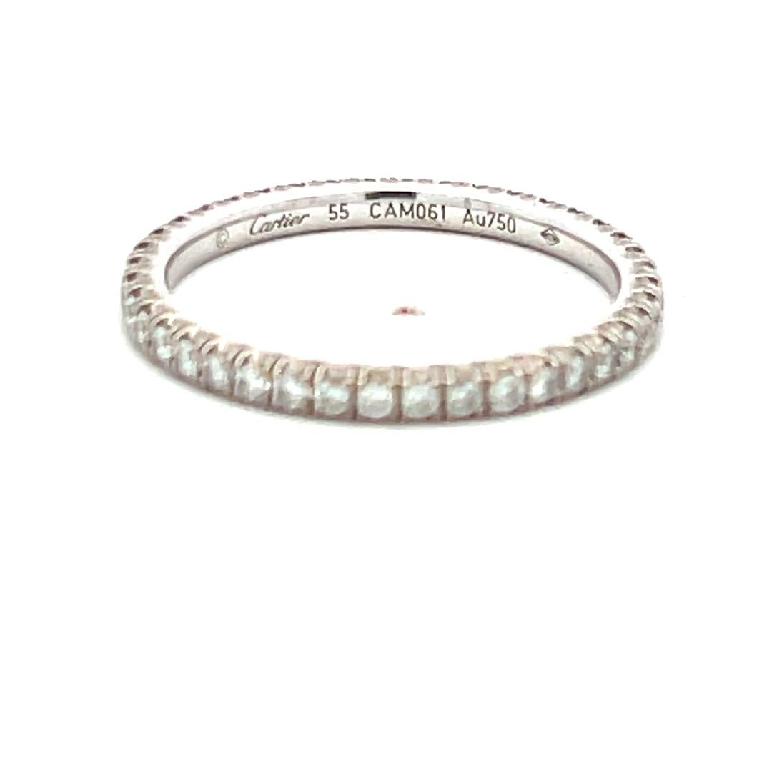 Anillo de boda Cartier de oro blanco de 18 quilates con diamante brillante redondo de 0,47 quilates en venta 2