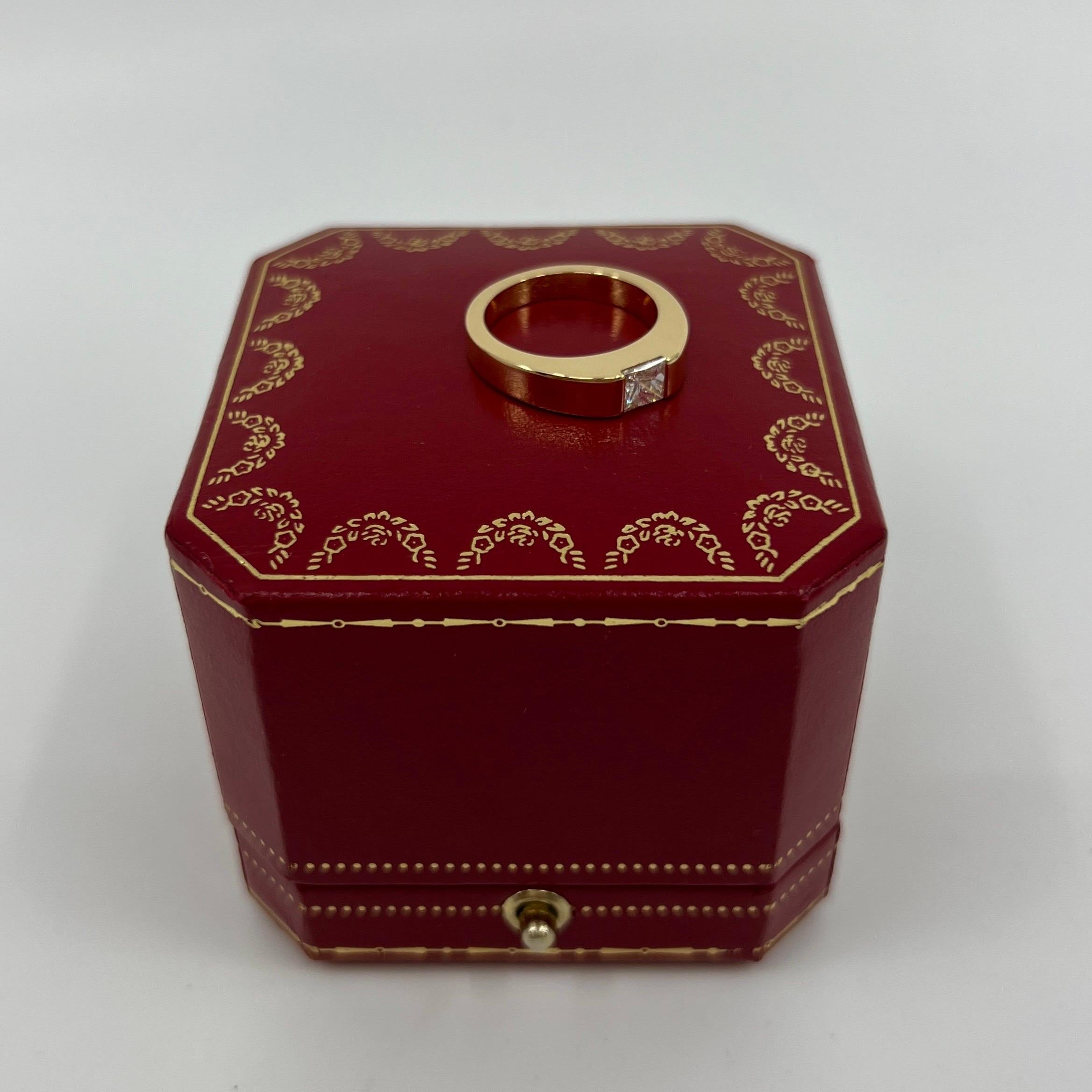 Cartier 0.50ct Diamante Cuadrado Corte Princesa Anillo Solitario de Oro Amarillo 18k Corte princesa