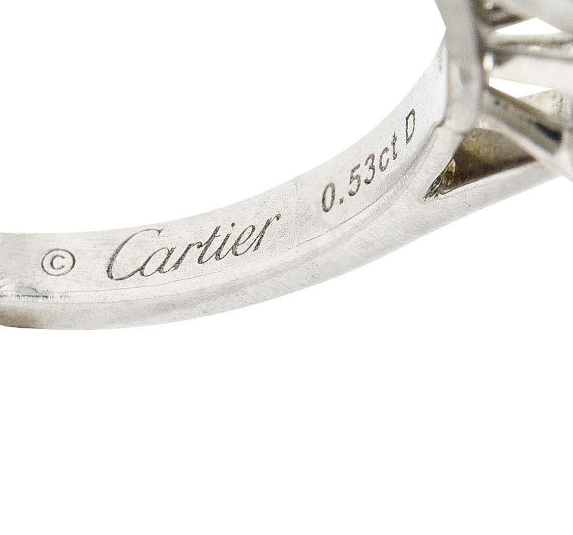 Brilliant Cut Cartier 0.53 Carats Diamond Platinum Solitaire Engagement Ring GIA