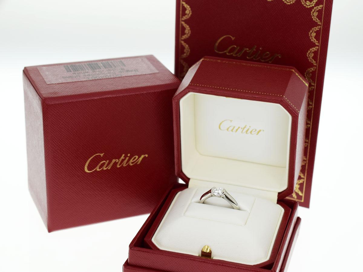 Cartier 0.56 Carat Diamond 18 Karat White Gold Solitaire C De Ring 2