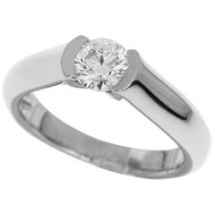 Cartier 0.56 Carat Diamond 18 Karat White Gold Solitaire C De Ring