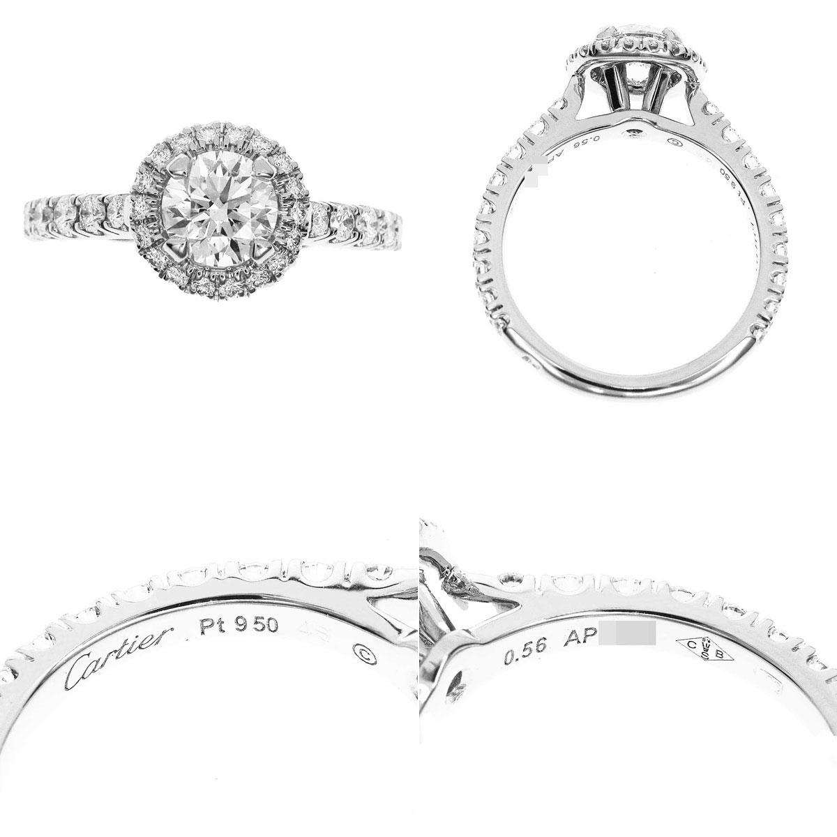 Marke:Cartier
Name:Destinee Solitaire Ring
Ref.:N4246000
MATERIAL:1P Diamant (D0,56ct F-VS1-Ex), seitlicher Diamant, Pt950 Platin
Gewicht:4.1g（ungefähr)
Ringgröße (Zoll):Britisch & Australisch:G 1/2  /   US & Kanada:3 3/4 /  Französisch &