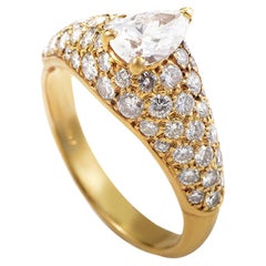 Vintage Cartier 0.62 Carat Diamond 18 Karat Yellow Gold Engagement Ring