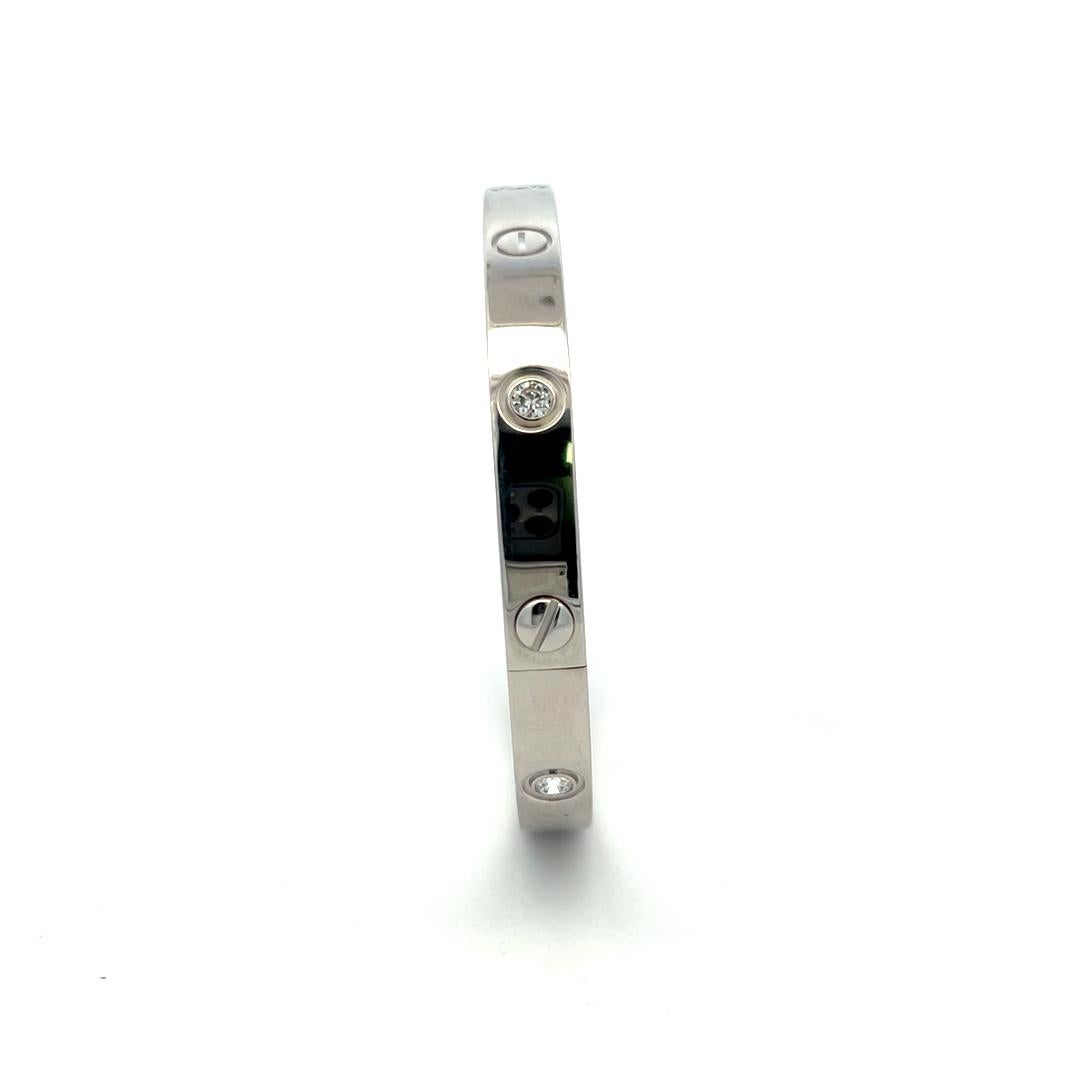 Cartier 0.63 Carat Round Diamond 18K White Gold Love Bracelet Size 18 5