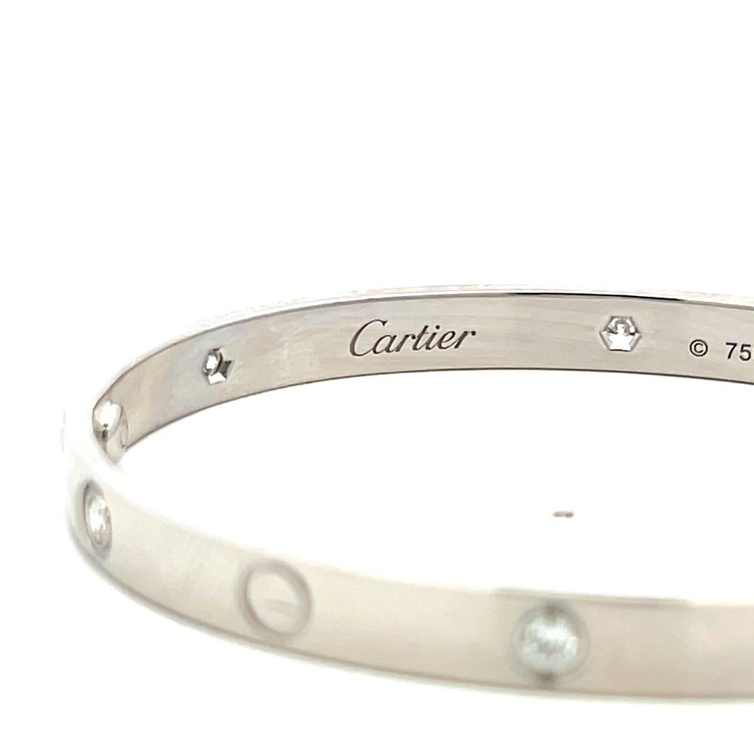 Cartier 0.63 Carat Round Diamond 18K White Gold Love Bracelet Size 18 1