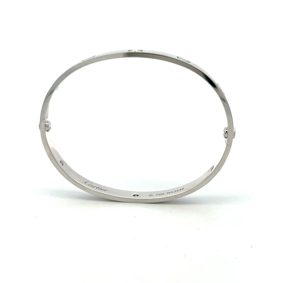 Cartier 0.63 Carat Round Diamond 18K White Gold Love Bracelet Size 18 4