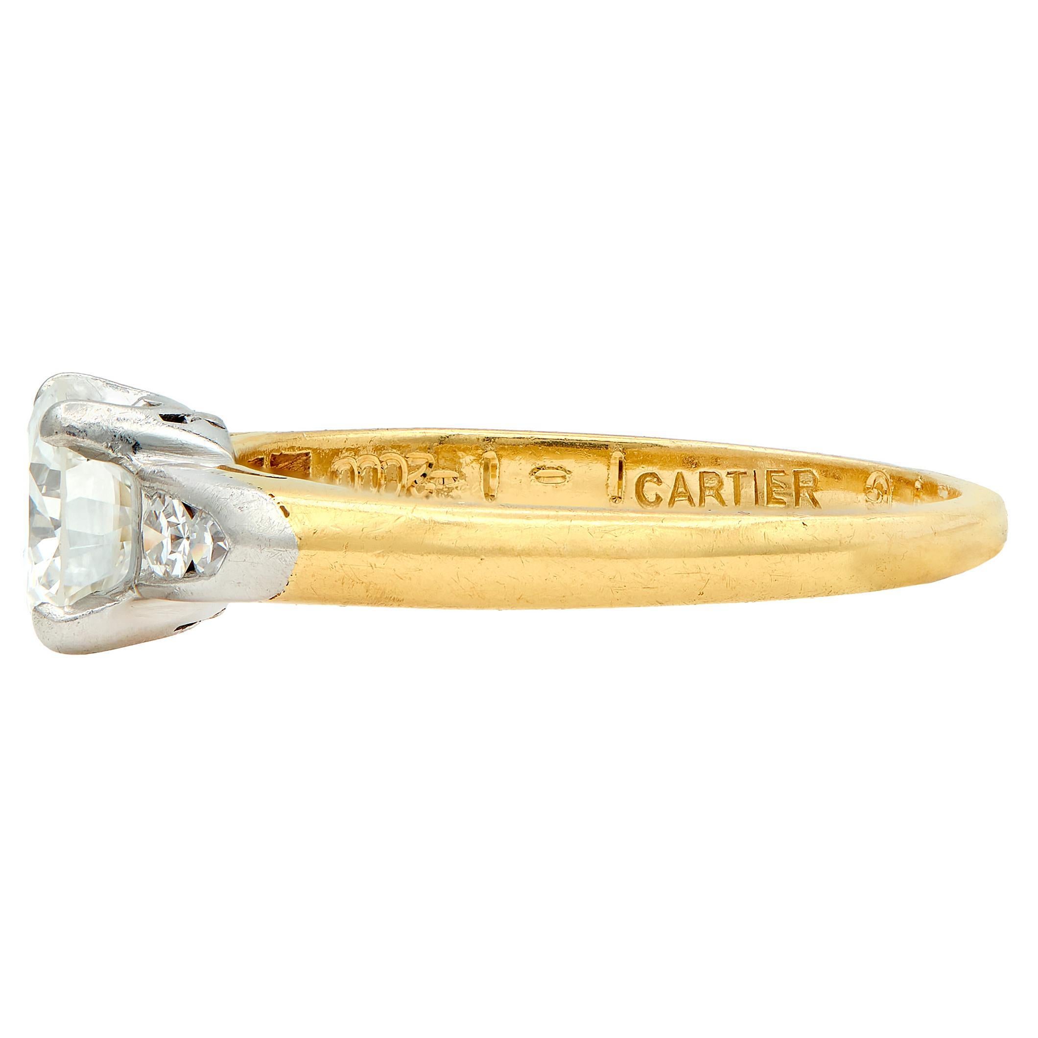 De las mujeres Cartier 0.73 CTW Transitional Cut Diamond Platinum 18K Gold Engagement Ring en venta
