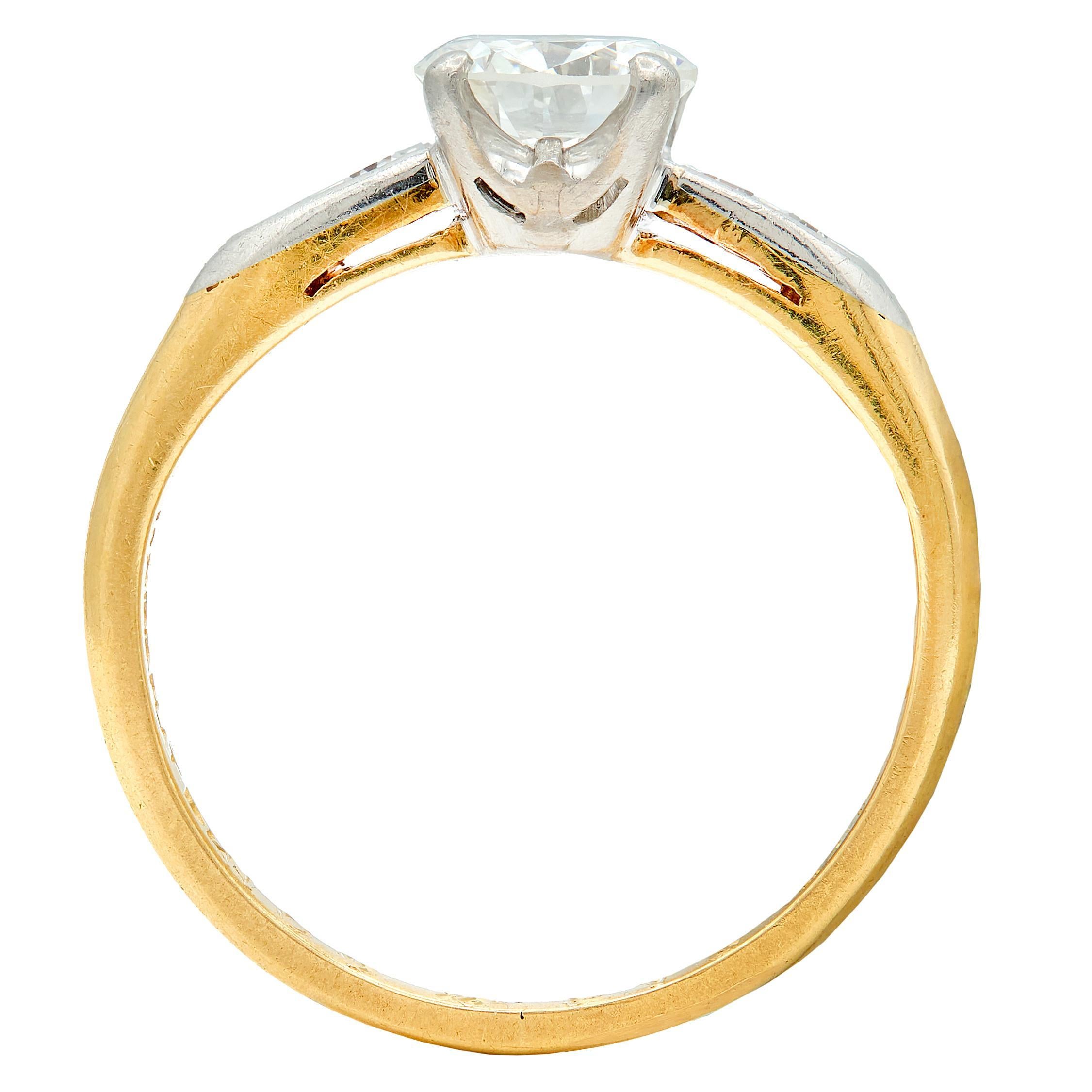Cartier 0.73 CTW Transitional Cut Diamond Platinum 18K Gold Engagement Ring en venta 3