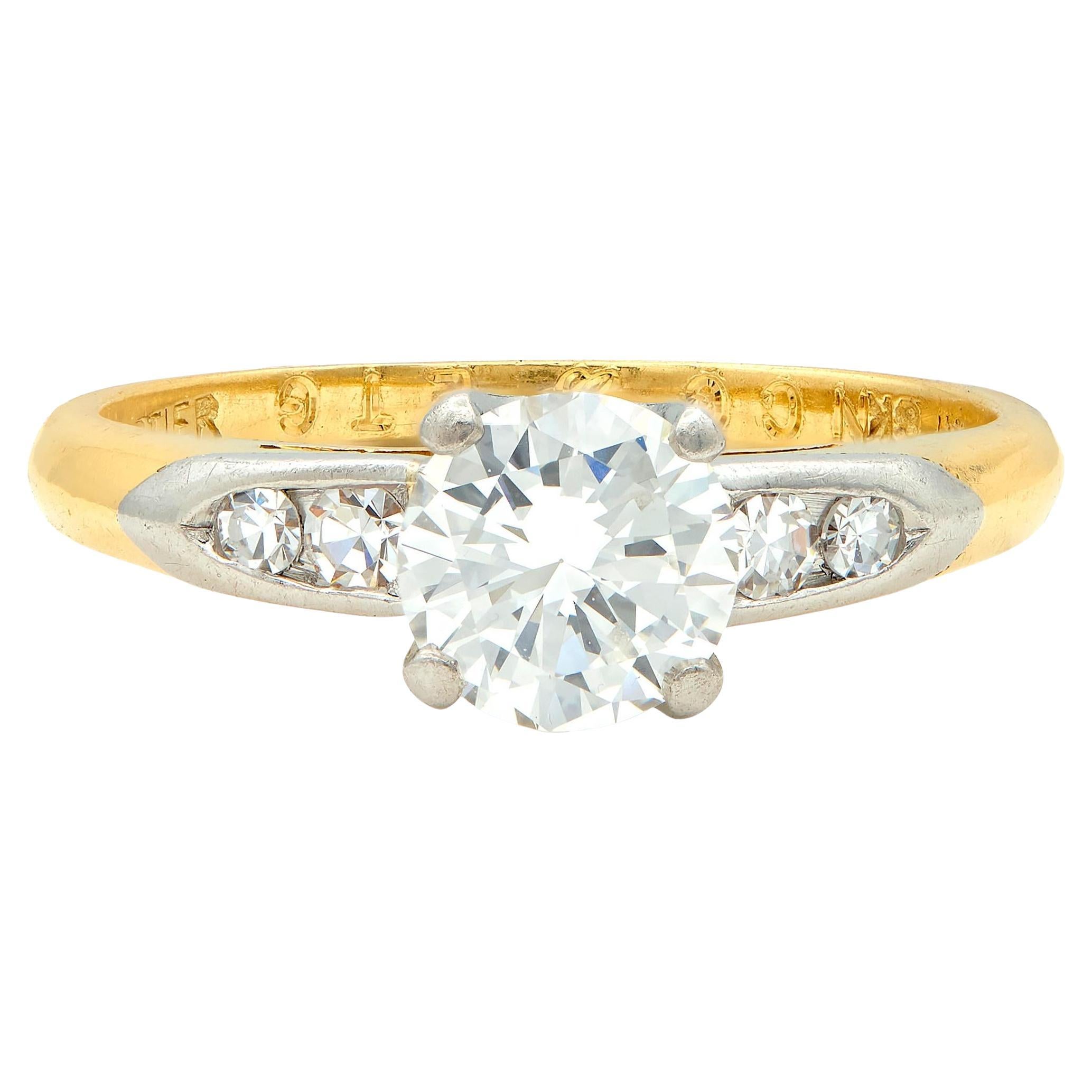 Cartier 0.73 CTW Transitional Cut Diamond Platinum 18K Gold Engagement Ring