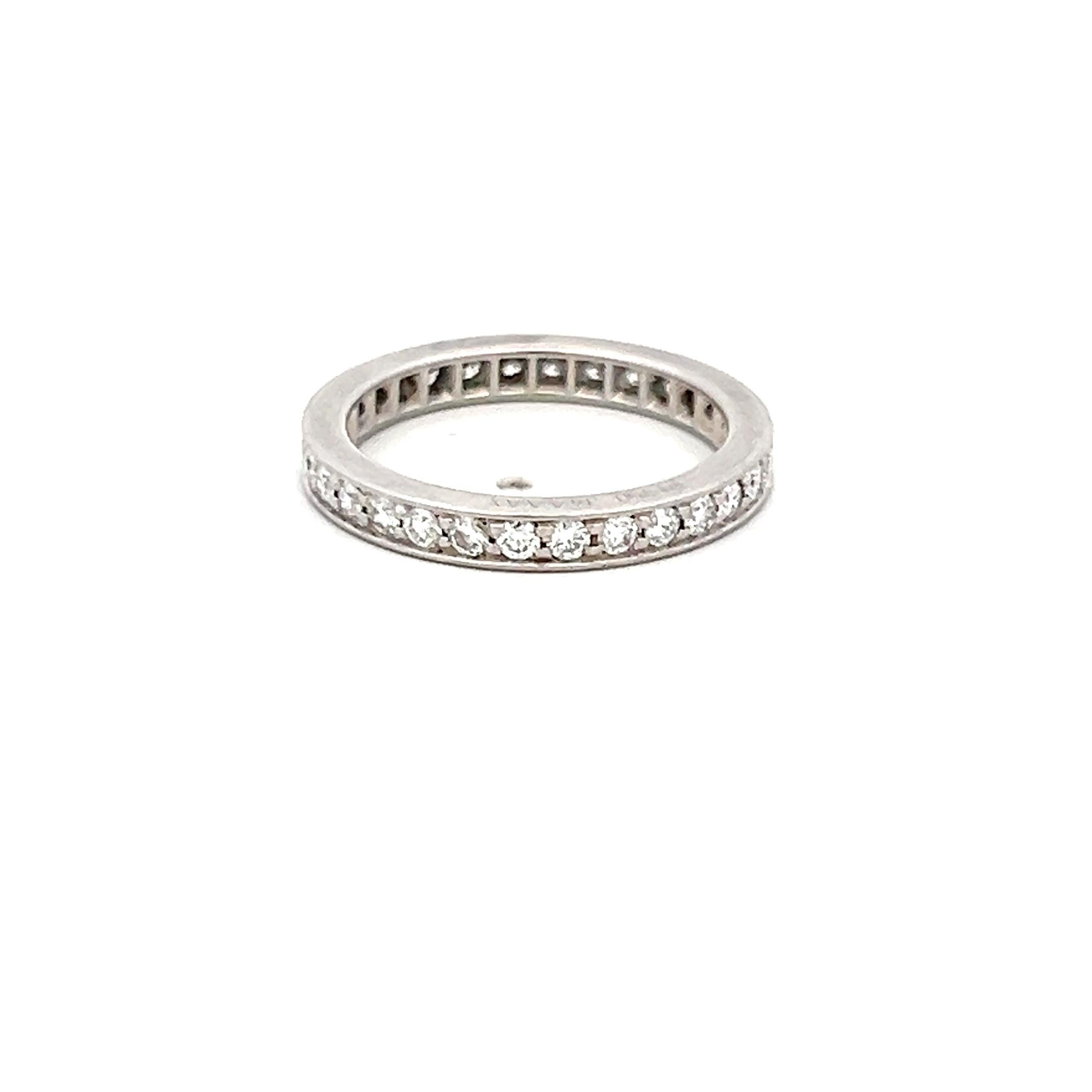 Round Cut Cartier 0.75 Carat Round Brilliant G VS Diamond Platinum Eternity Band Ring For Sale
