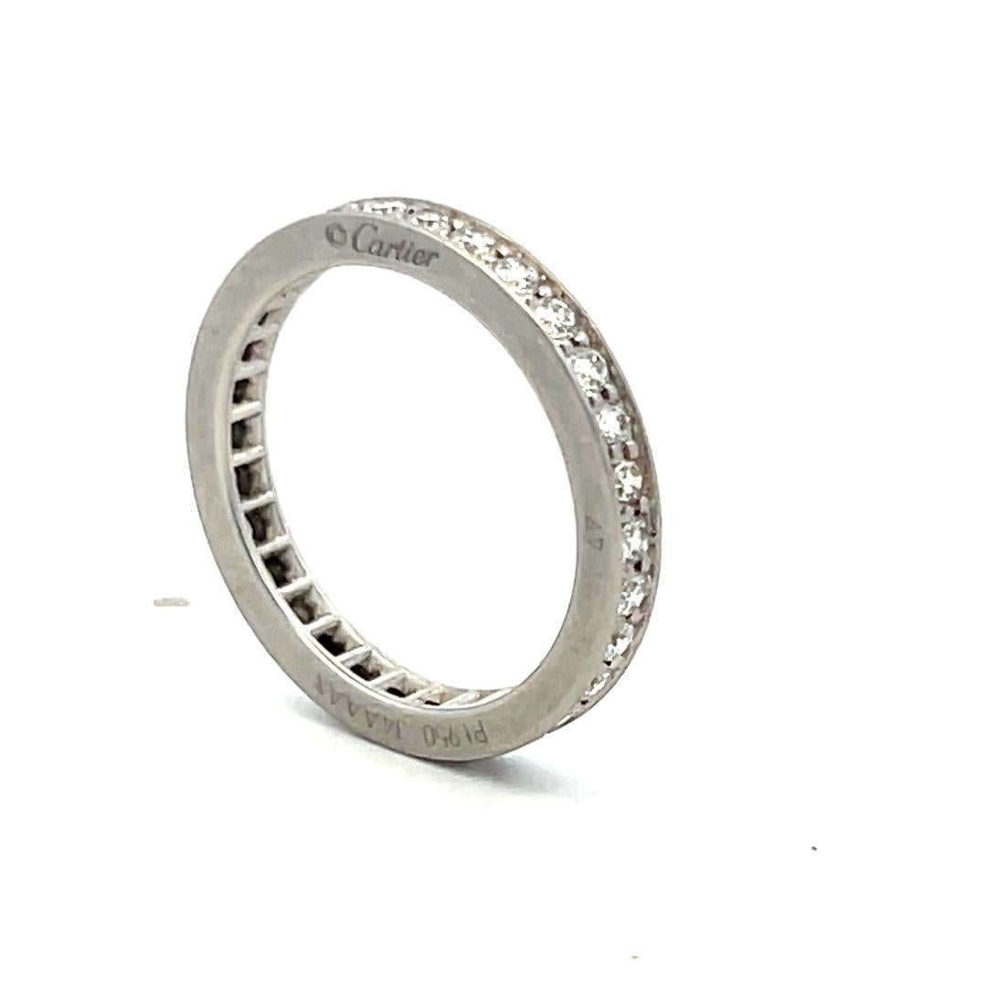 Women's or Men's Cartier 0.75 Carat Round Brilliant G VS Diamond Platinum Eternity Band Ring For Sale
