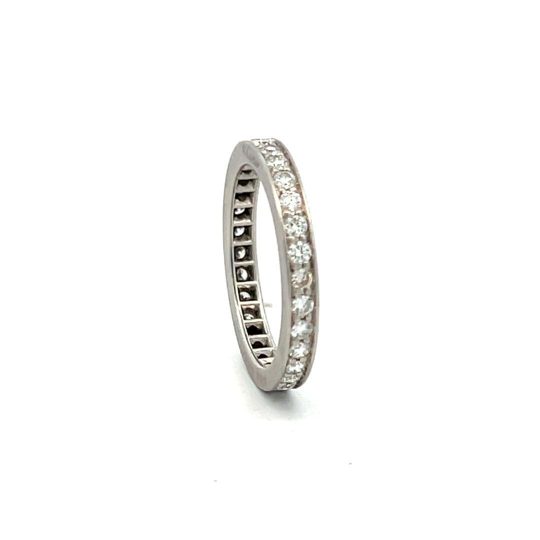 Cartier 0.75 Carat Round Brilliant G VS Diamond Platinum Eternity Band Ring For Sale 1