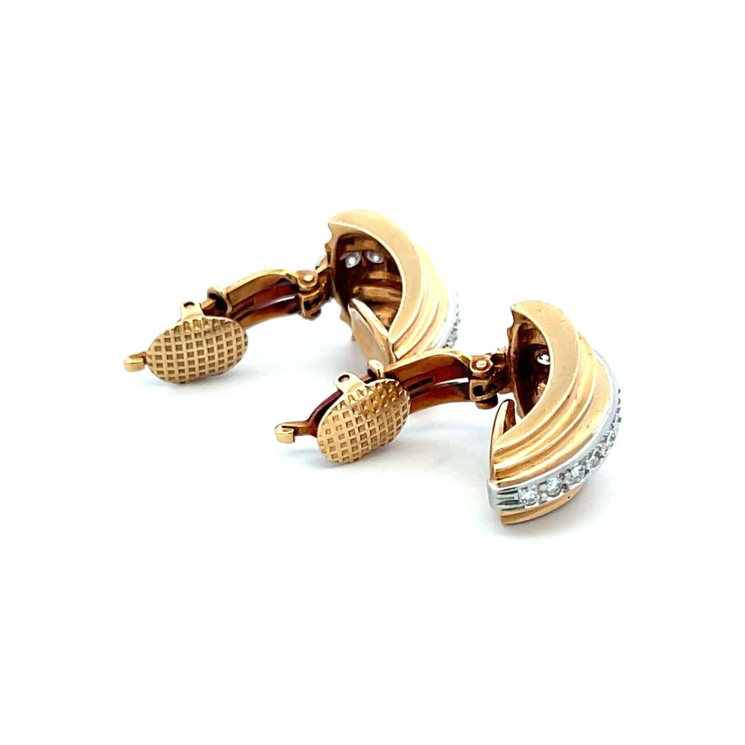 Boucles d'oreilles clips en or jaune 14 carats Cartier 0,80 carat diamant rond brillant en vente 5