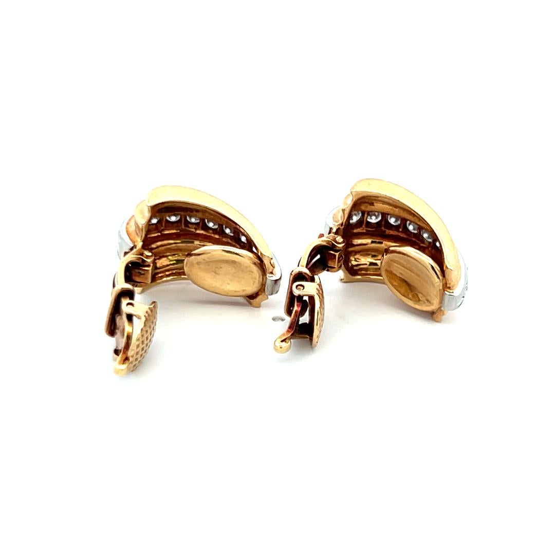 Boucles d'oreilles clips en or jaune 14 carats Cartier 0,80 carat diamant rond brillant en vente 6