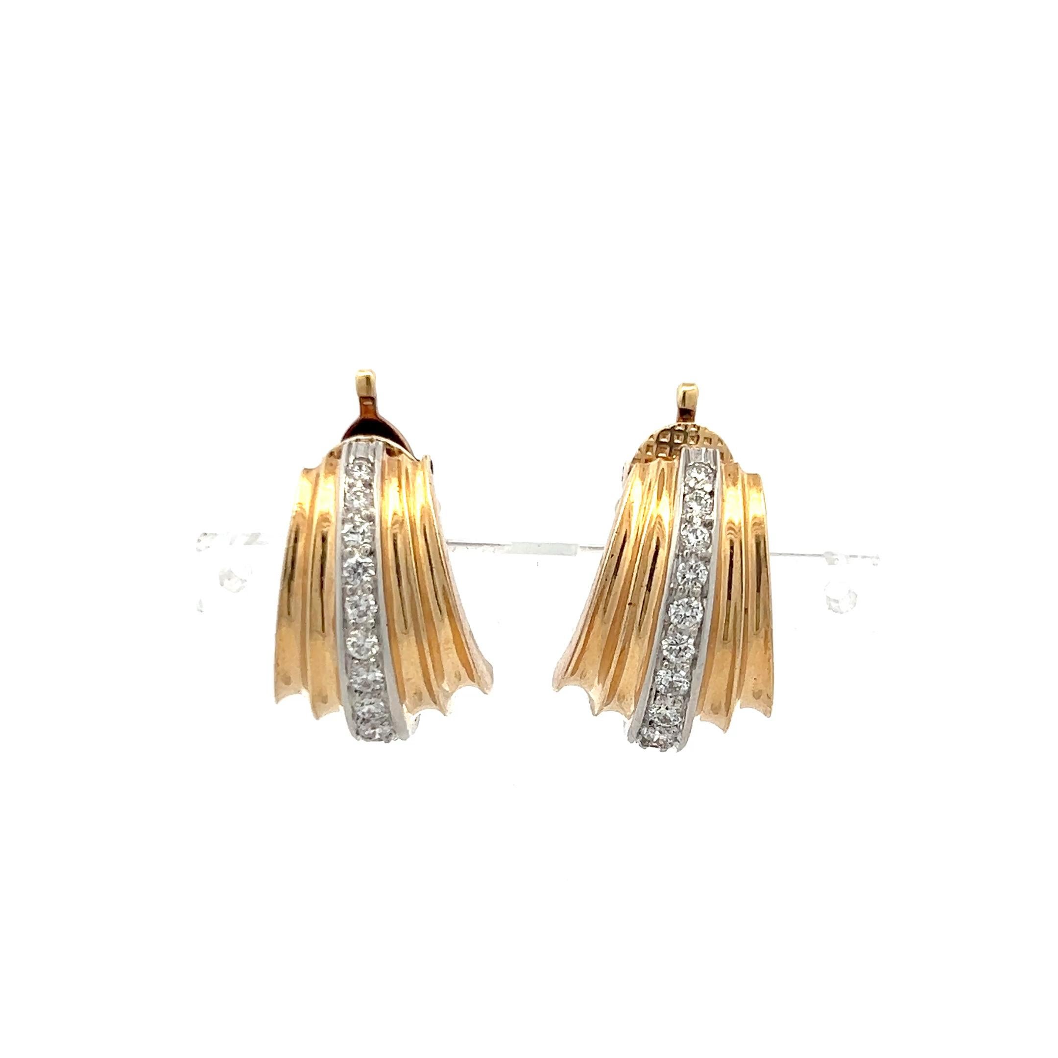 Boucles d'oreilles clips en or jaune 14 carats Cartier 0,80 carat diamant rond brillant Unisexe en vente