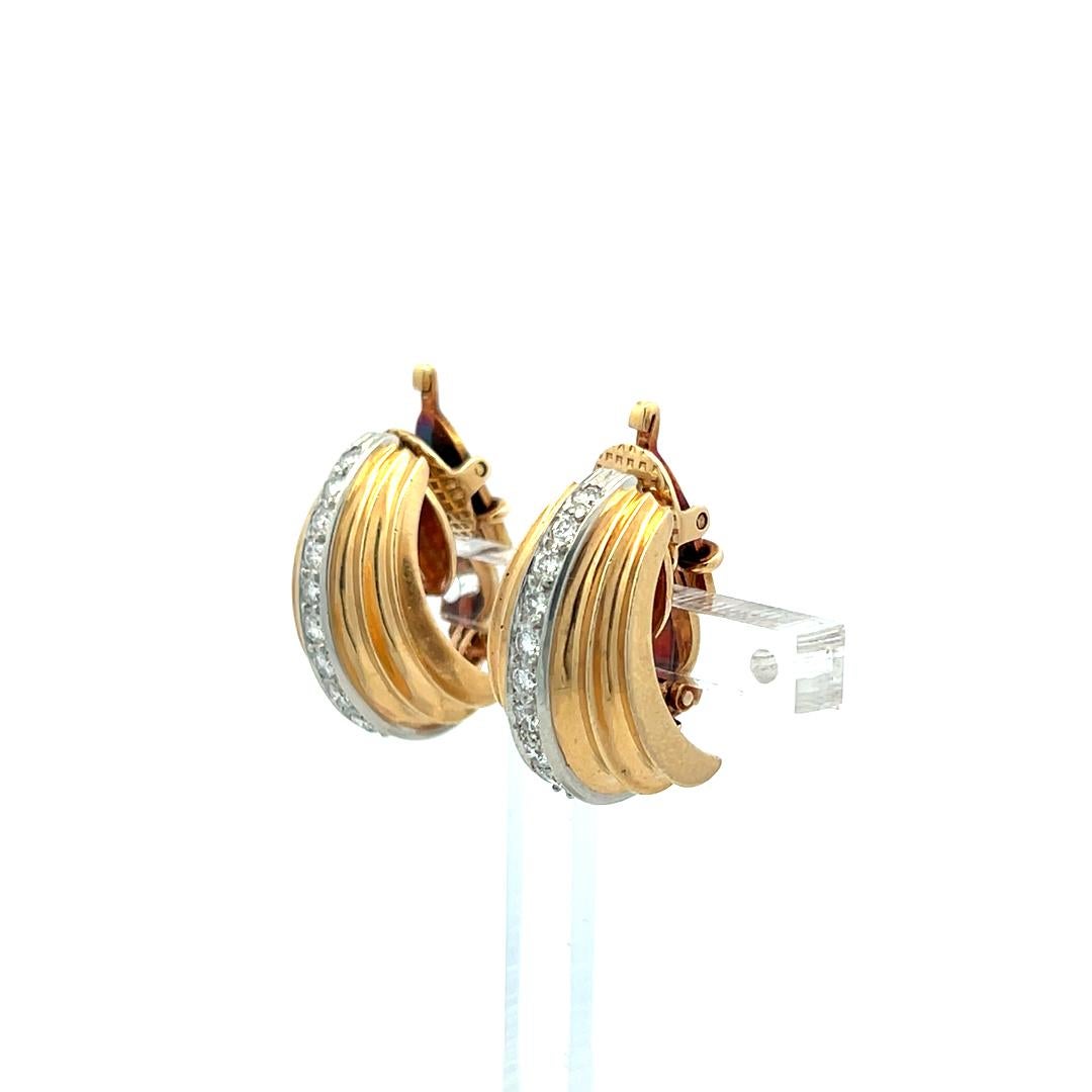 Boucles d'oreilles clips en or jaune 14 carats Cartier 0,80 carat diamant rond brillant en vente 2