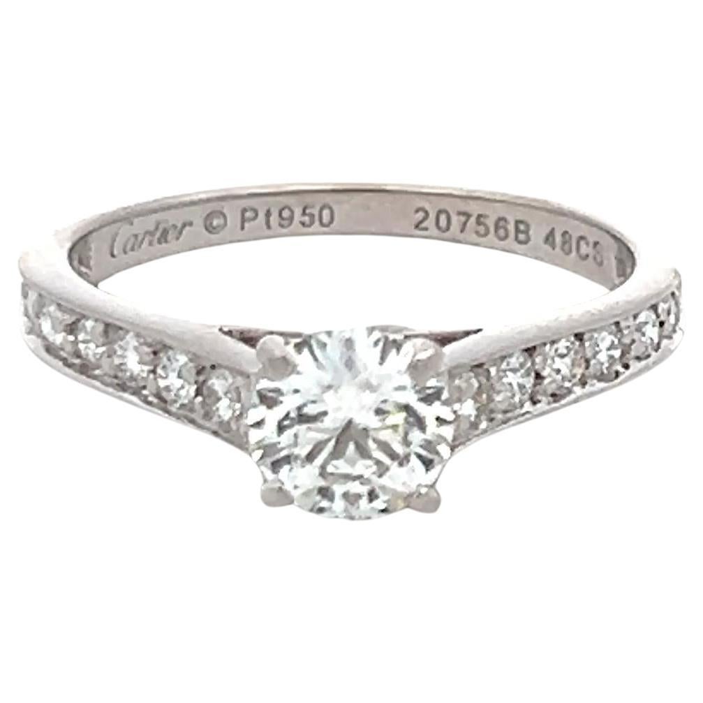 Cartier 0.83 Carat Round Brilliant E VS1 Diamond Platinum Engagement Ring