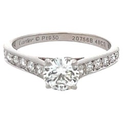 Cartier 0.83 Carat Round Brilliant E VS1 Diamond Platinum Engagement Ring