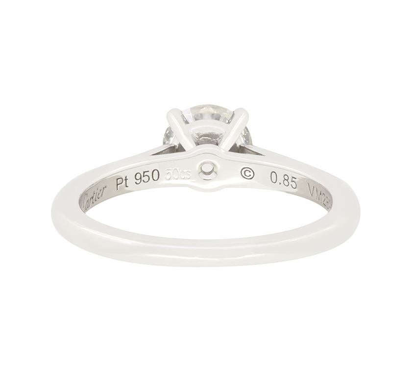 Modern Cartier 0.85ct Diamond ‘1895’ Solitaire Ring For Sale
