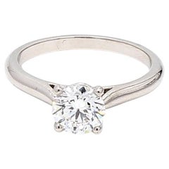 Cartier 0.90 Carat Round Brilliant Shape D-VVS2 Diamond Platinum Engagement Ring (bague de fiançailles en platine)