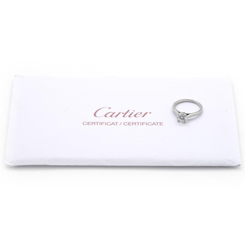 Cartier 0.90 CT GVS1 Platinum Solitaire Engagement Ring (With Original COA) For Sale 1