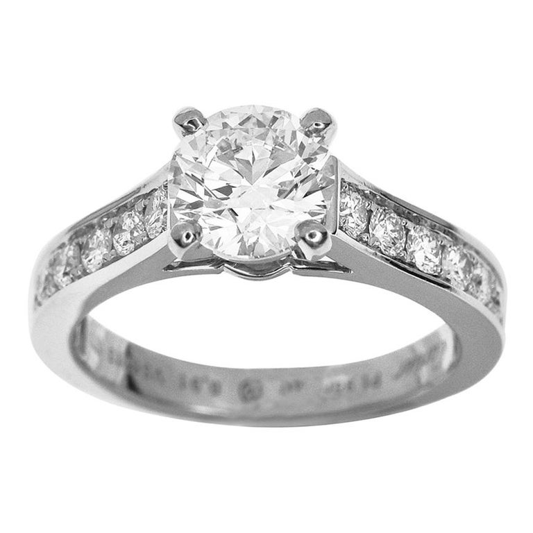 Cartier 0.91 Carat Diamond 1895 Solitaire Platinum Ring For Sale at 1stdibs