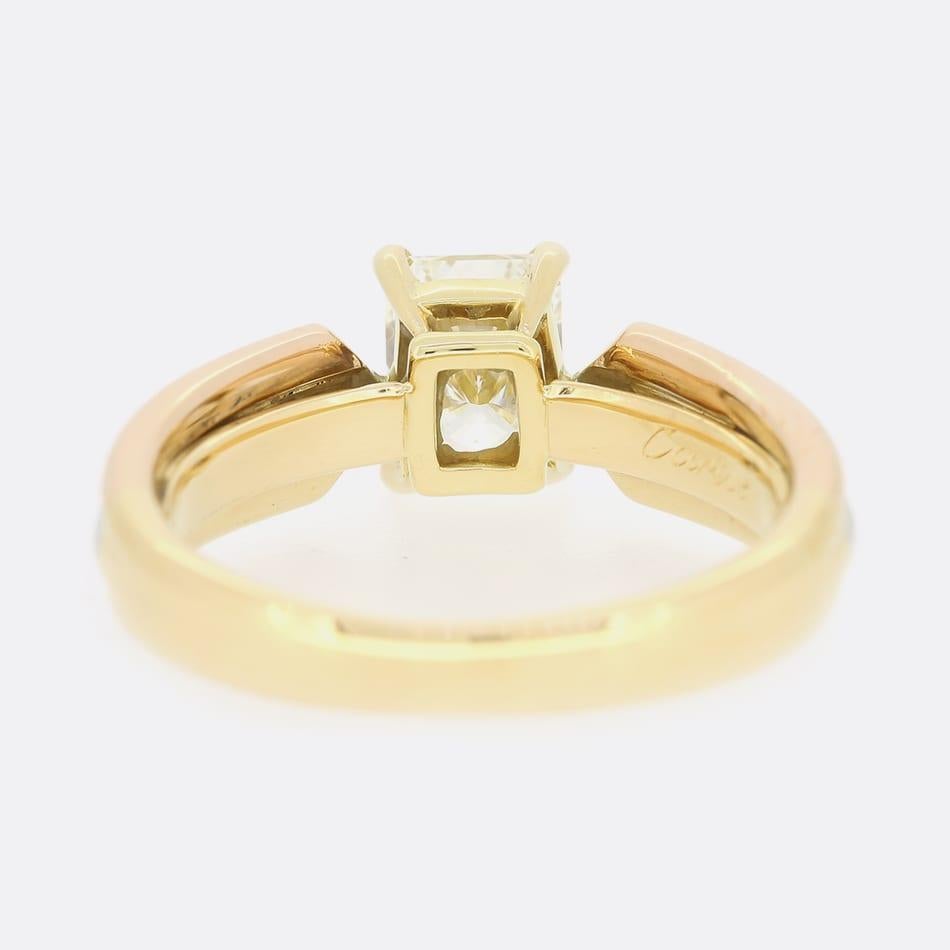 Cartier 0.92 Carat Radiant Cut Diamond Engagement Ring In Good Condition For Sale In London, GB