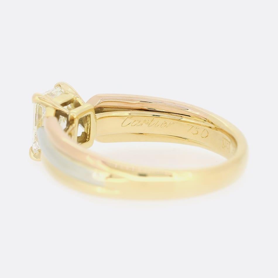 Women's or Men's Cartier 0.92 Carat Radiant Cut Diamond Engagement Ring For Sale