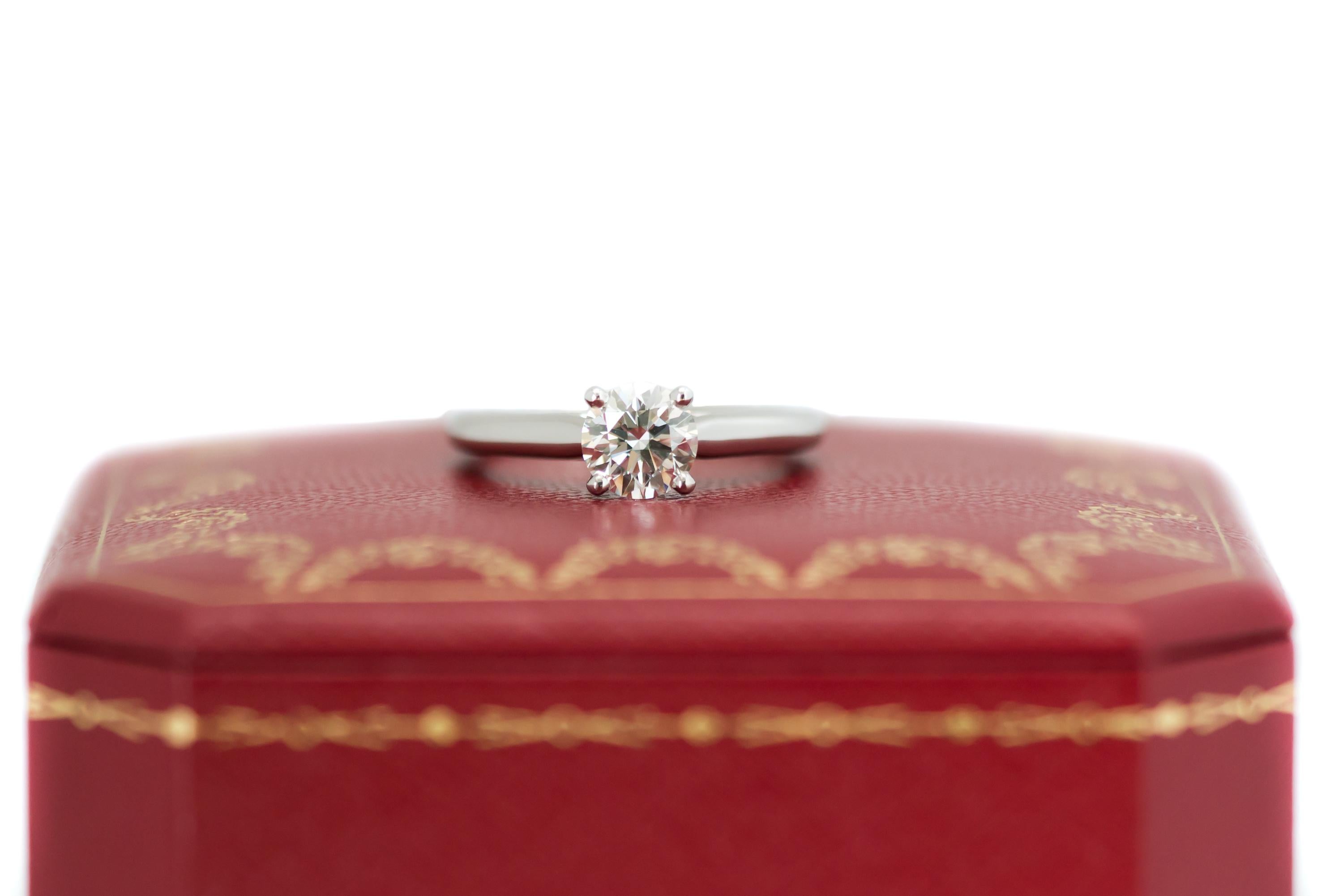 Cartier 0.93 Carat Solitaire Diamond Platinum Engagement Ring 5