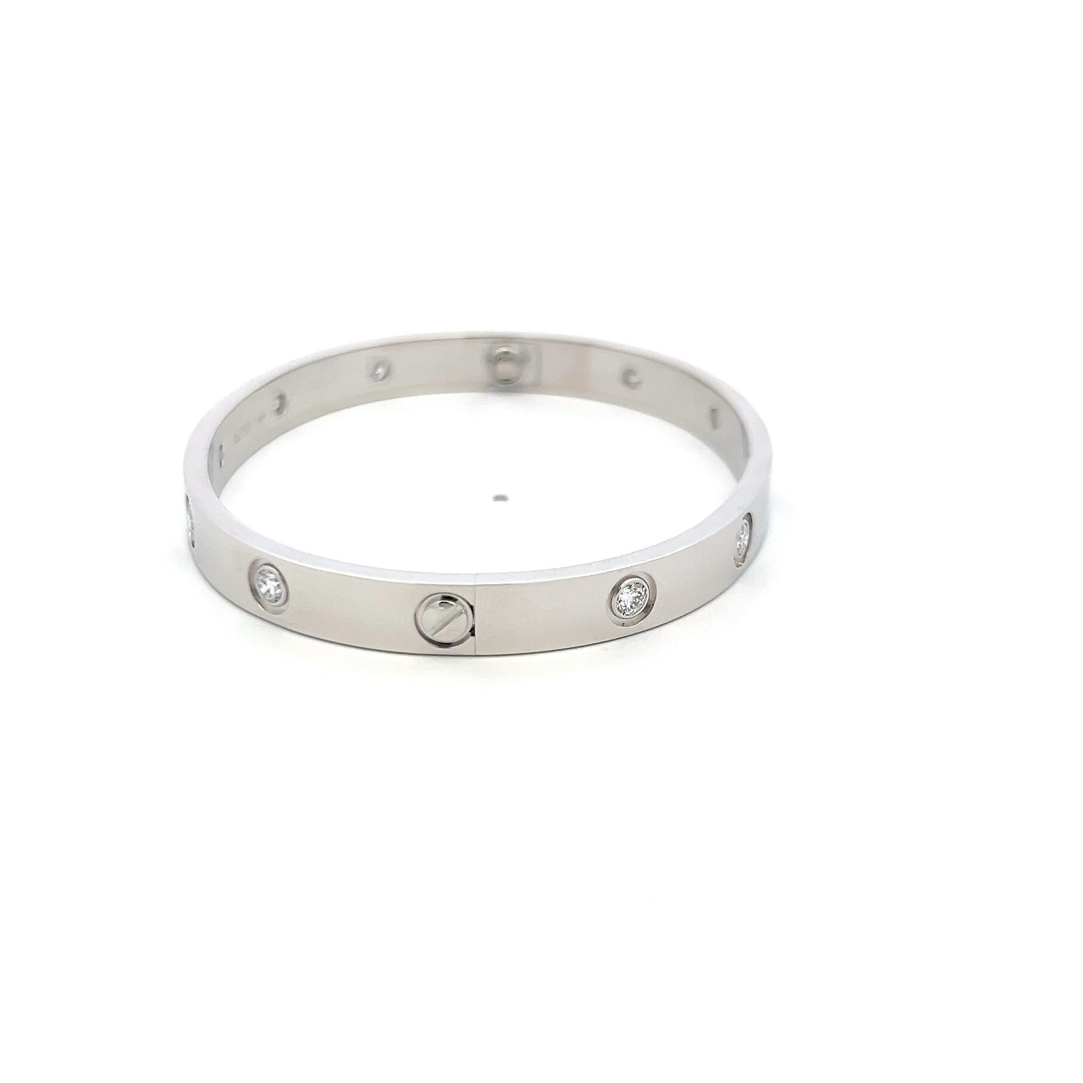 Designer:
CARTIER
Title:
Cartier 0.96 Carat Round Brilliant F VS1 Diamond 18 Karat White Gold Love Bracelet
Style:
Love
Metal:
18 Karat White Gold
Gemstone 1:
0.96 Carat Diamond
Number of Stones:
10
Color:
F
Clarity:
VS1
Shape:
Round