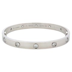 Cartier 0.96 Carat Round Diamond 18K White Gold Love Bracelet Size 17 with Cert