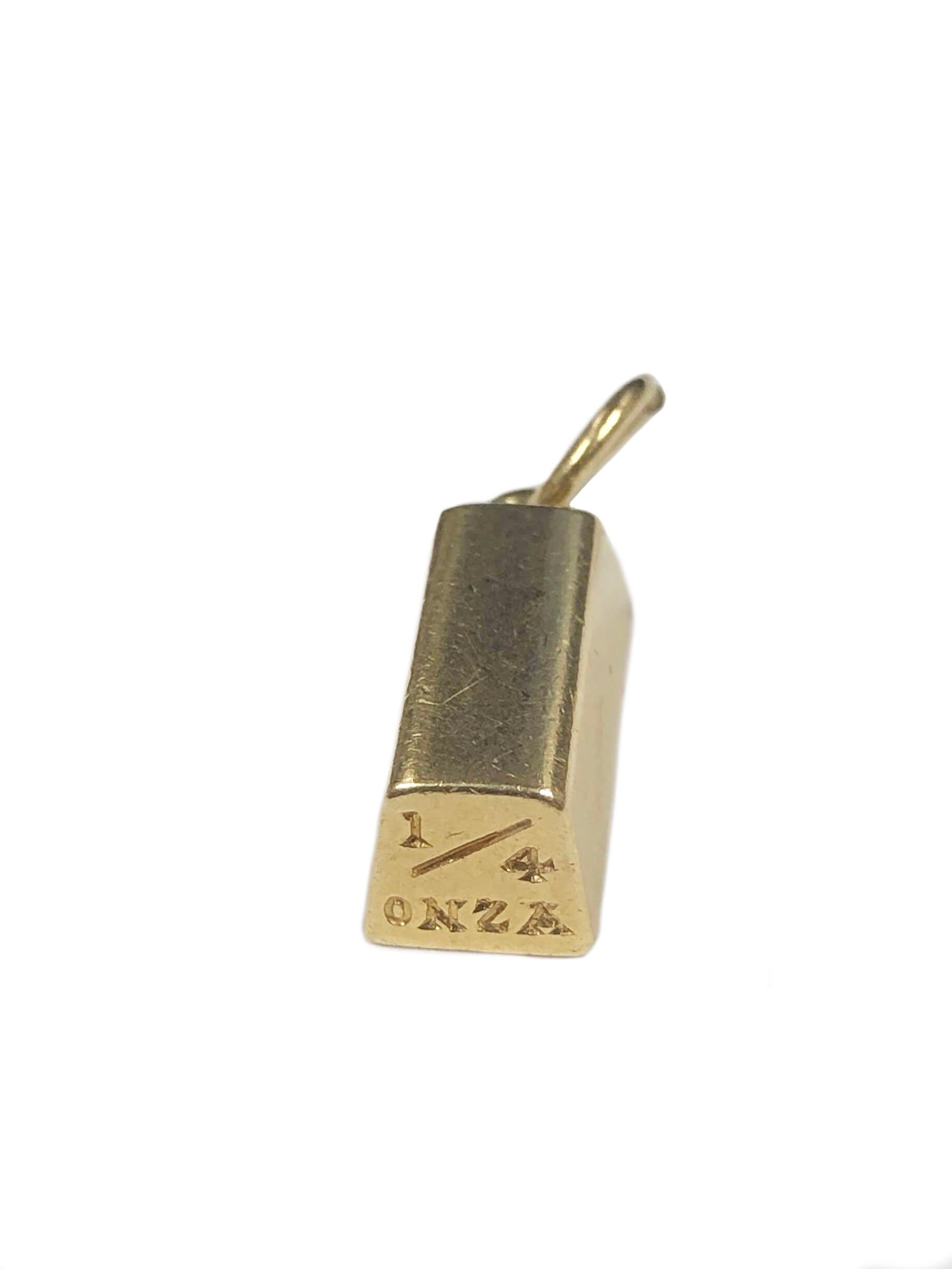 Cartier 1/4 Ounce Gold Bar Ingot Charm In Excellent Condition In Chicago, IL