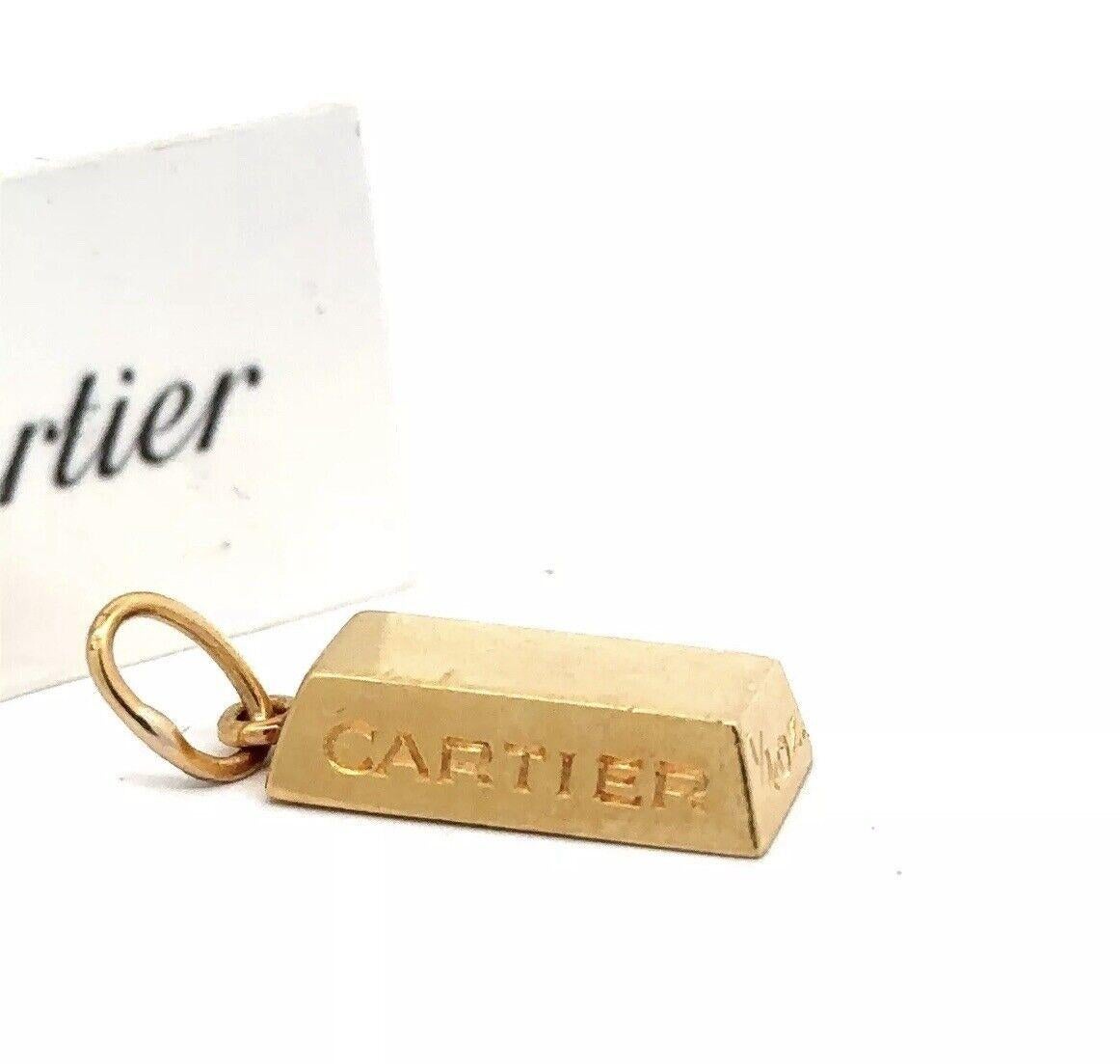 CARTIER 1/4 oz 18k Yellow Gold Ingot Charm Pendant Vintage Circa 1970s For Sale 1