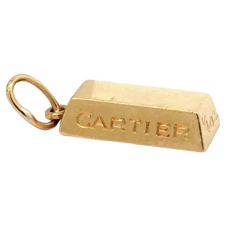 CARTIER 1/4 oz 18k Yellow Gold Ingot Charm Pendant Vintage Circa 1970s