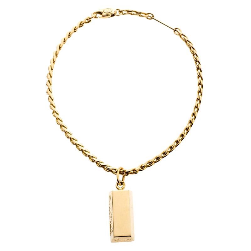 Cartier 1/4 Oz Bar Ingot 18k Yellow Gold Charm Chain Bracelet