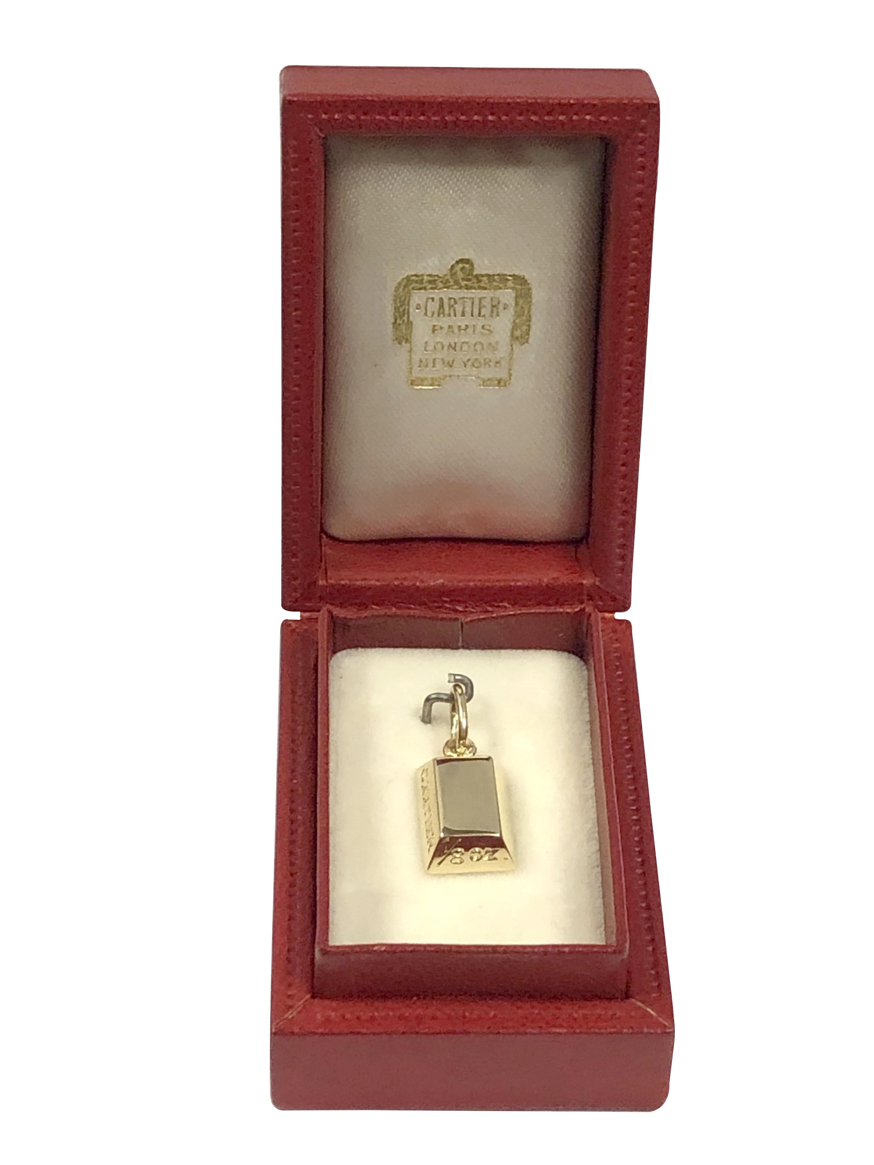 Women's or Men's Cartier 1/8 oz Gold Ingot Charm  For Sale