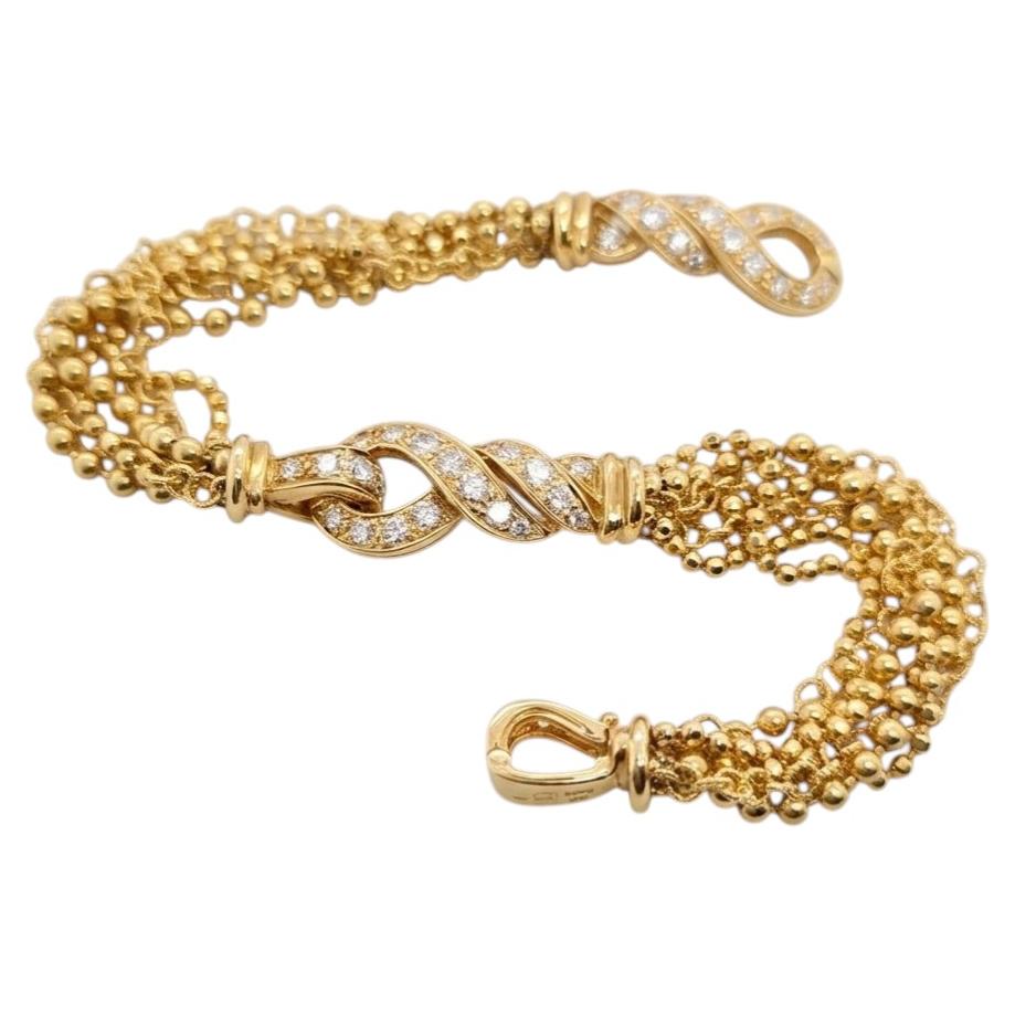 Cartier 1 Carat Diamond 18k Yellow Gold Multi-Strand Link Bracelet