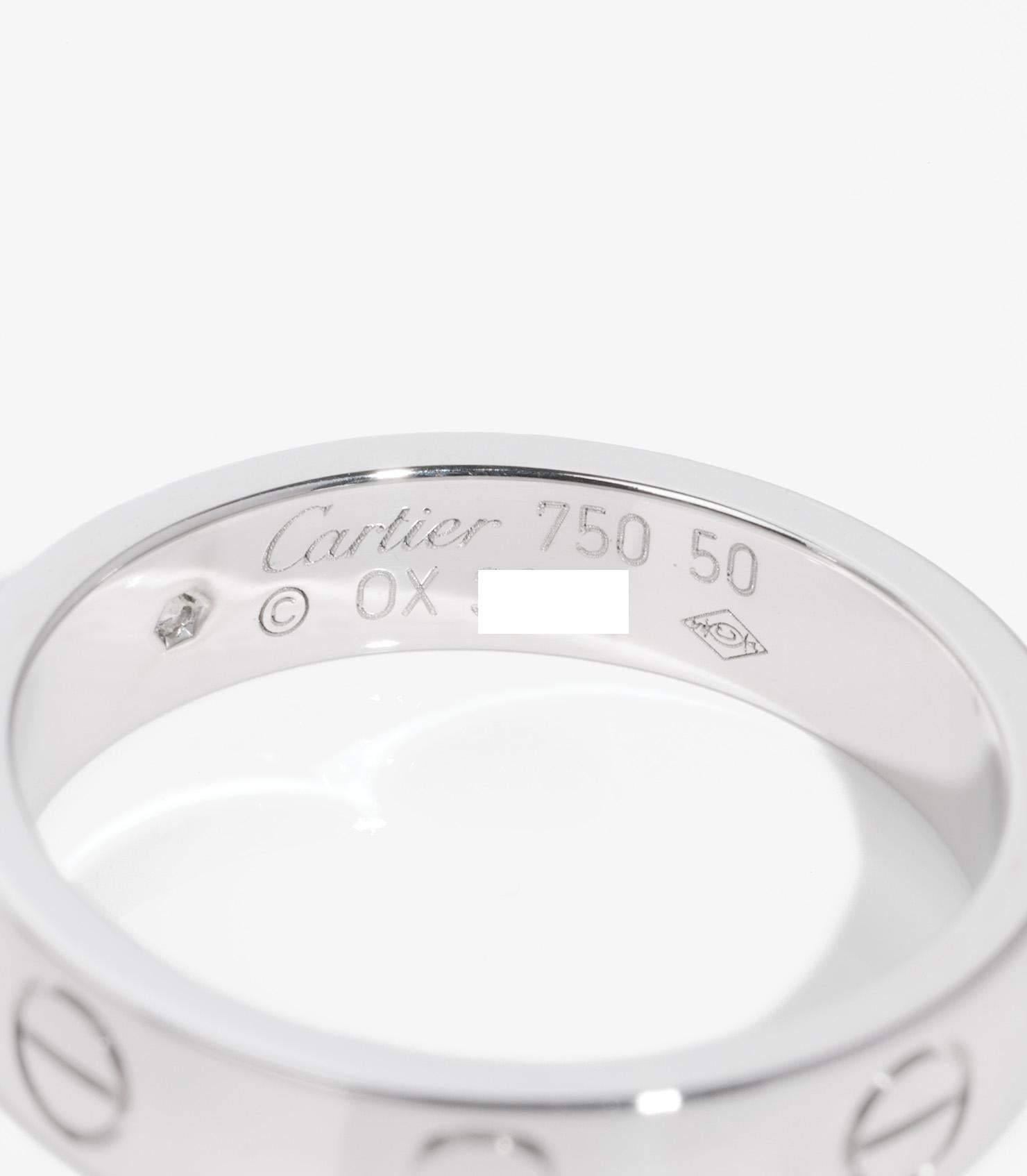 Taille ronde Cartier 1 Diamond 18ct White Gold Love Wedding Band Ring (anneau de mariage en or blanc) en vente