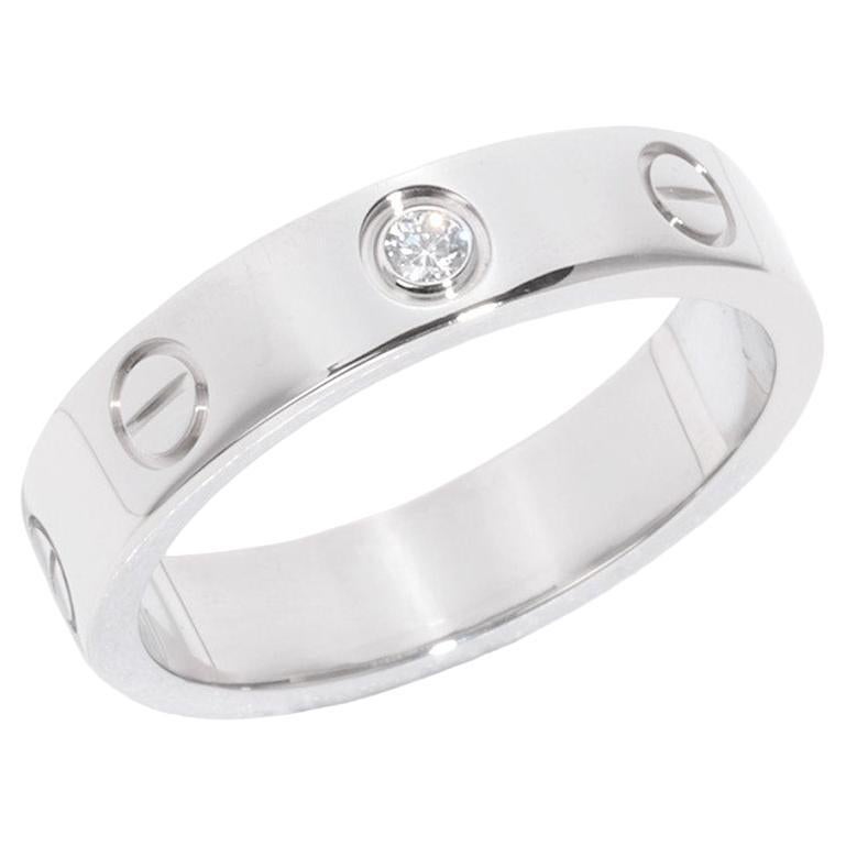 Cartier 1 Diamond 18ct White Gold Love Wedding Band Ring For Sale