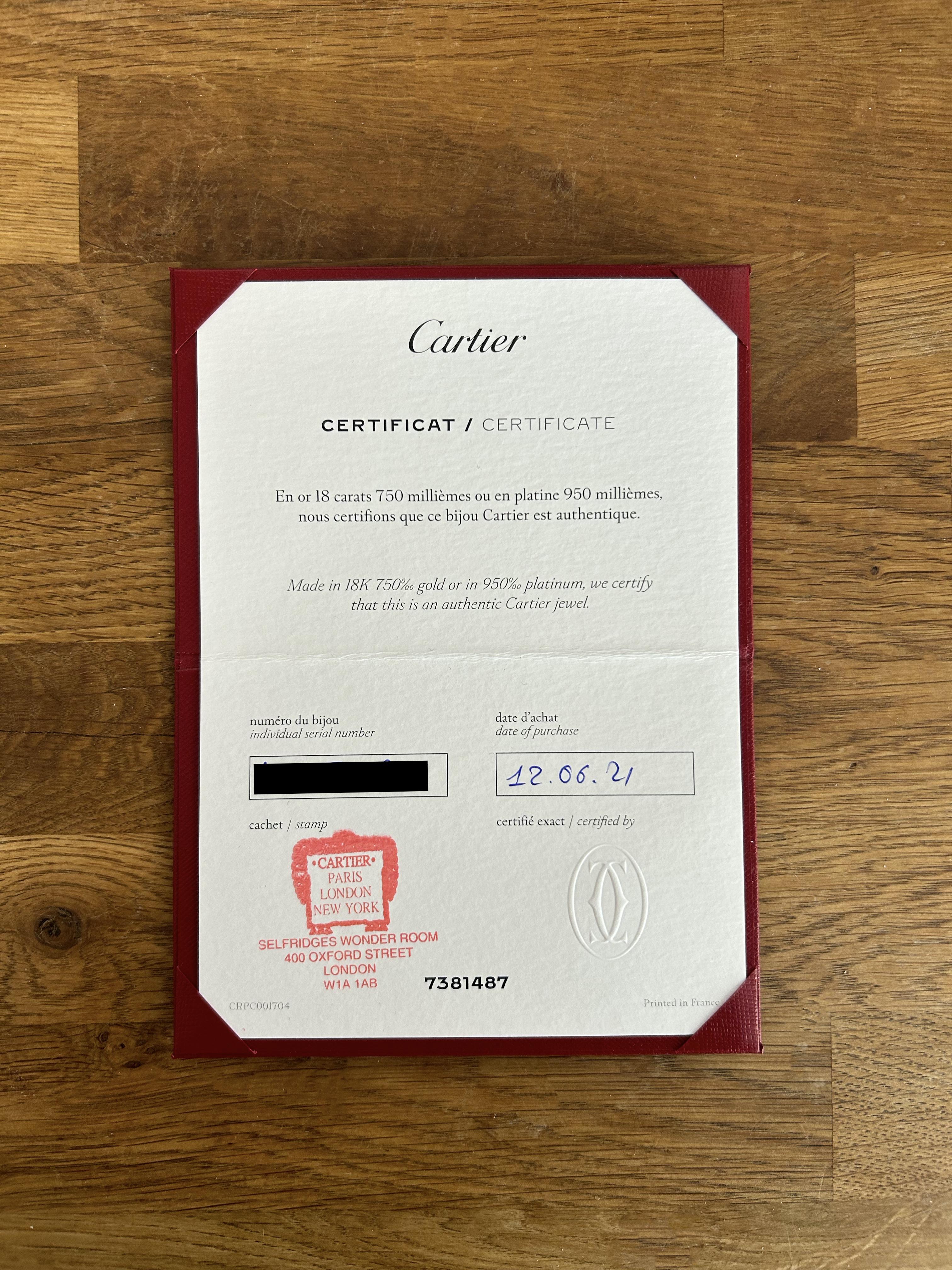 Cartier 1 Diamant LOVE Ehering Größe N (54) (Brillantschliff) im Angebot