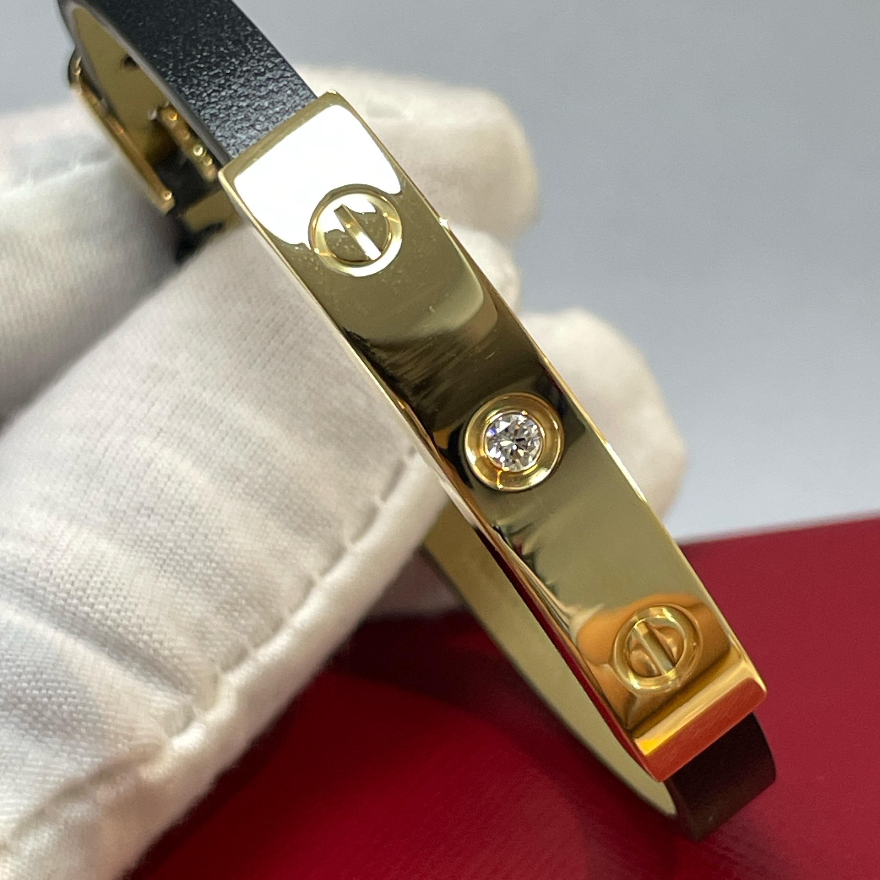 CARTIER 1 Diamante Love Pulsera de Oro Amarillo con Correa de Cuero en Nuevo estado para la venta en New York, NY