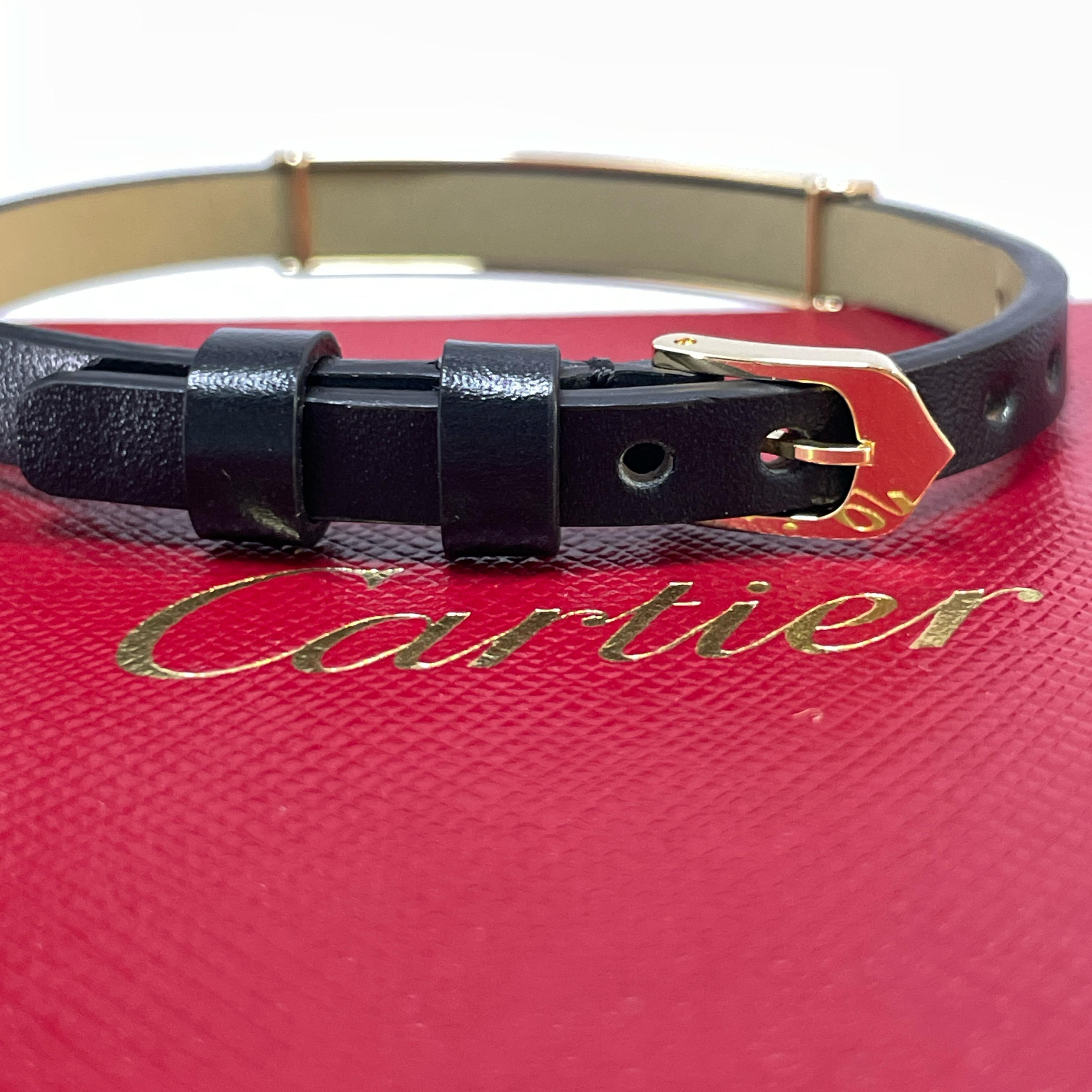 CARTIER 1 Diamante Love Pulsera de Oro Amarillo con Correa de Cuero en venta 3