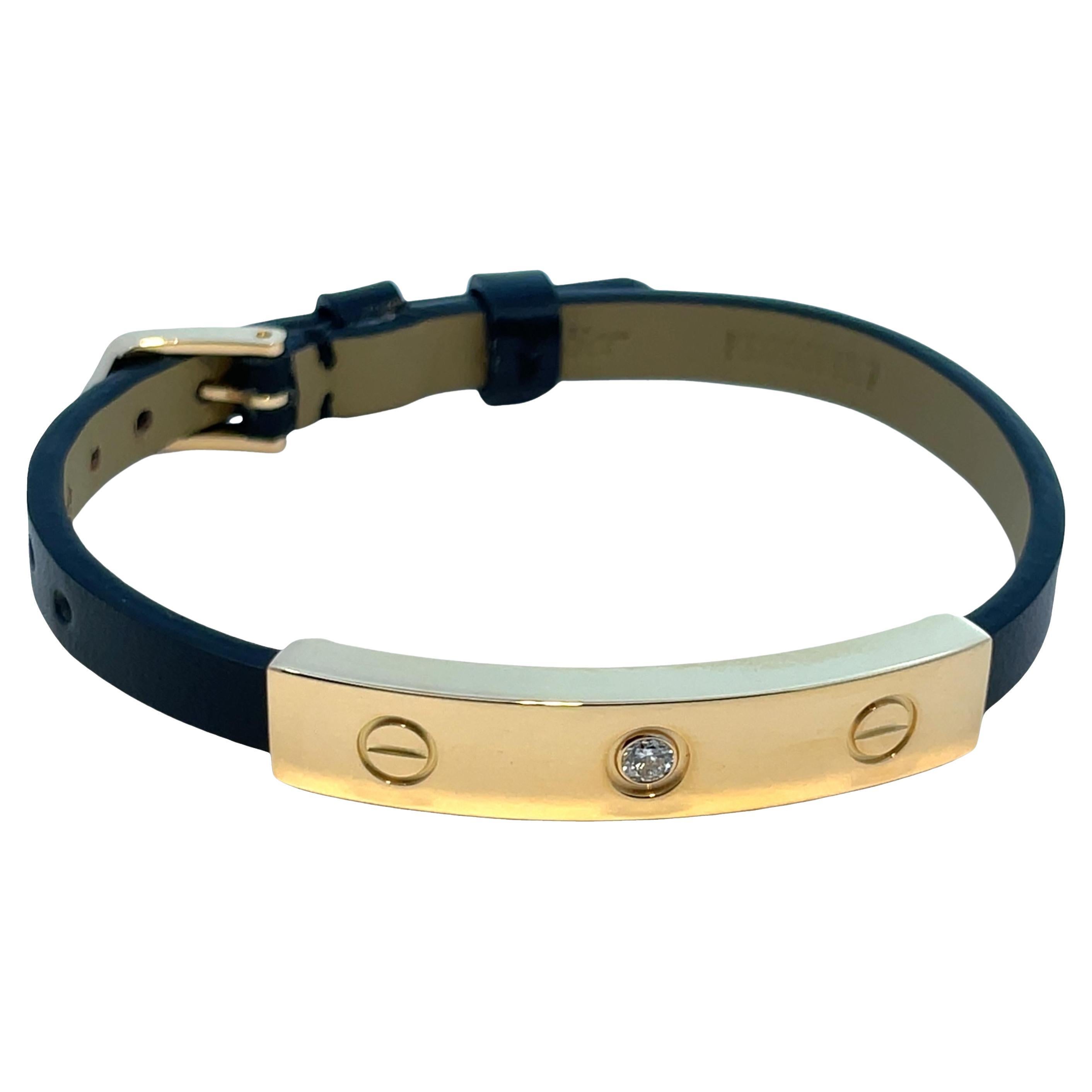 CARTIER 1 Diamante Love Pulsera de Oro Amarillo con Correa de Cuero en venta