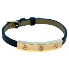 CARTIER 1 Diamante Love Pulsera de Oro Amarillo con Correa de Cuero