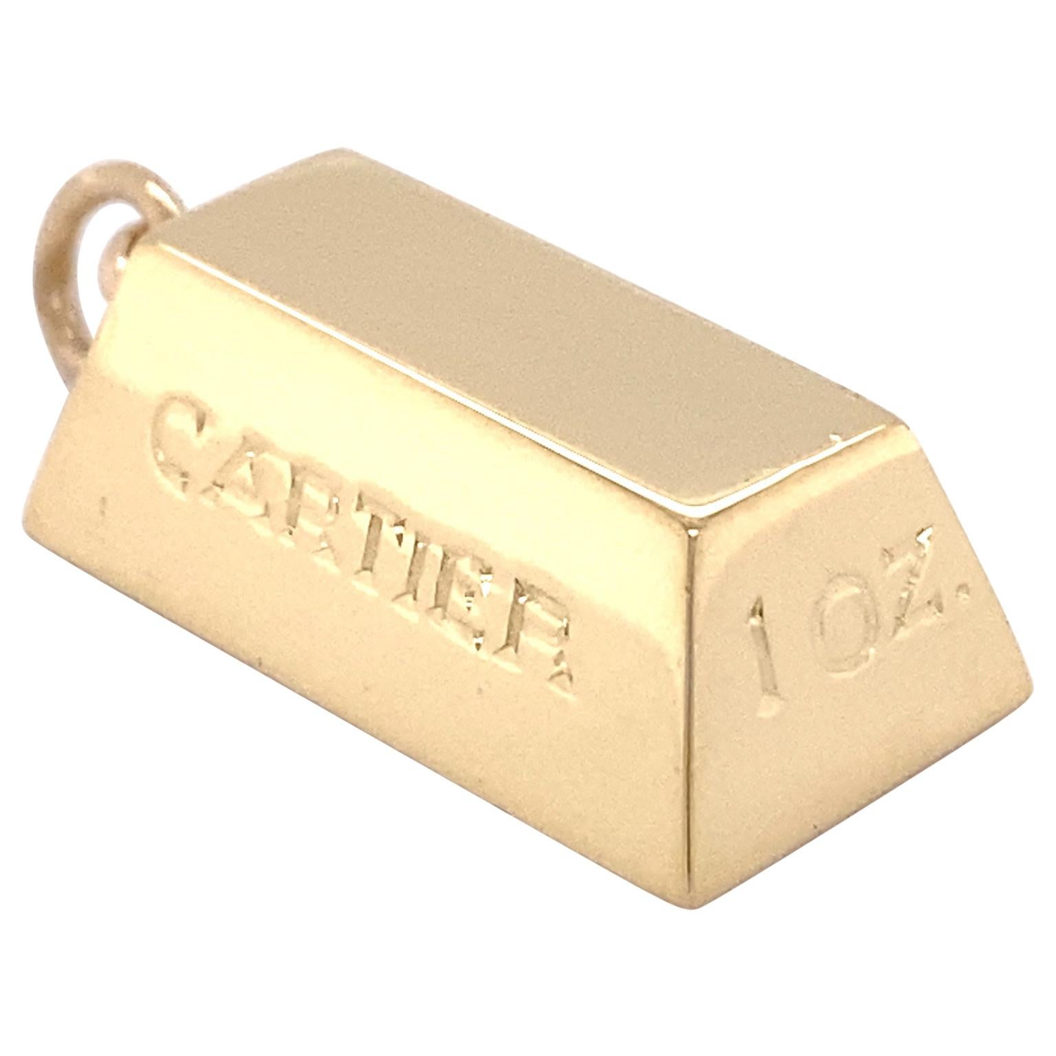 Cartier 1 OZ. 18 Karat Yellow Gold Vintage Ingot Bar Pendant Charm