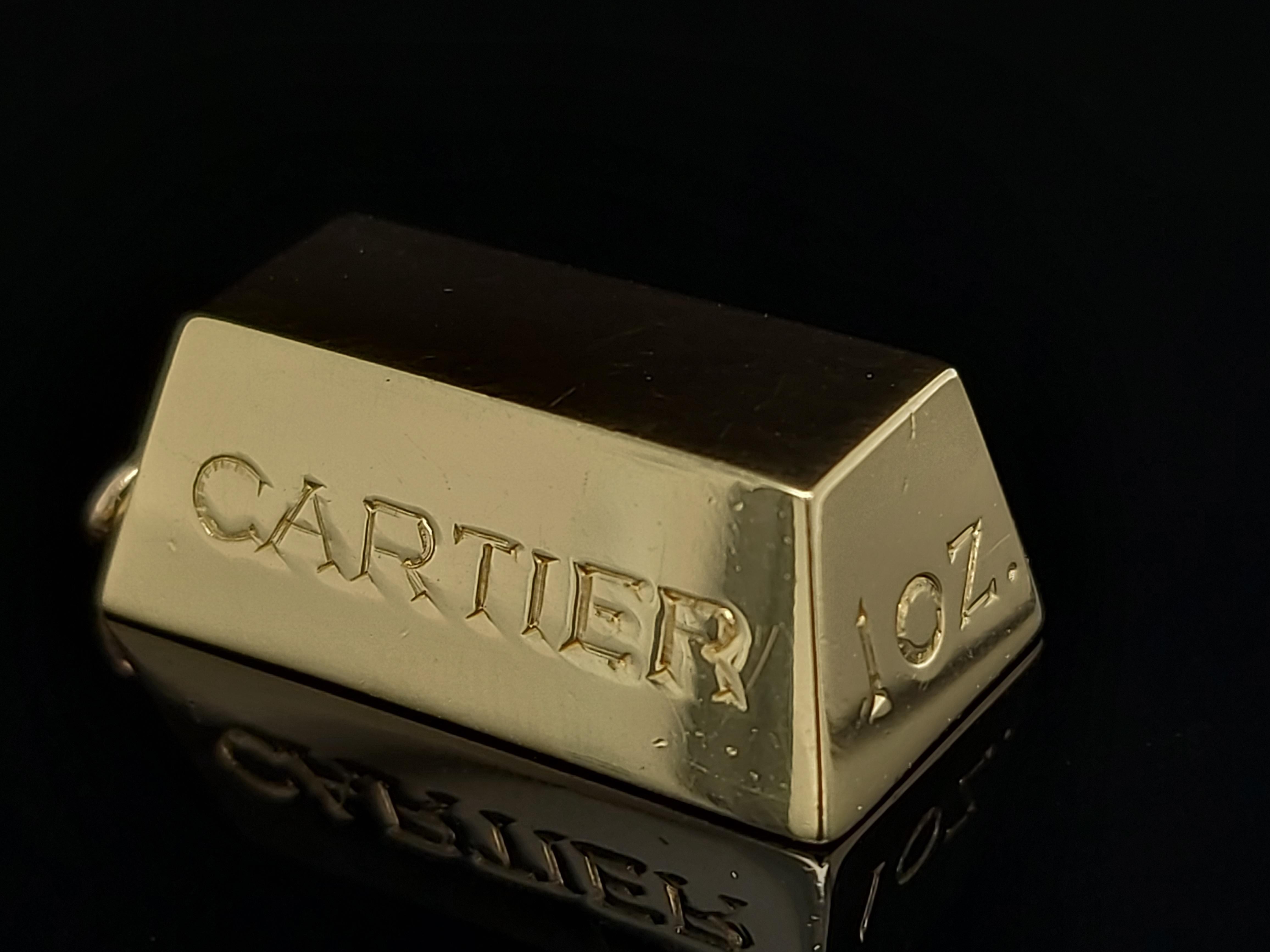 Cartier 1 oz Ingot Brick Bar Solid 18 Karat Gold Charm or Pendant from 1970s 6