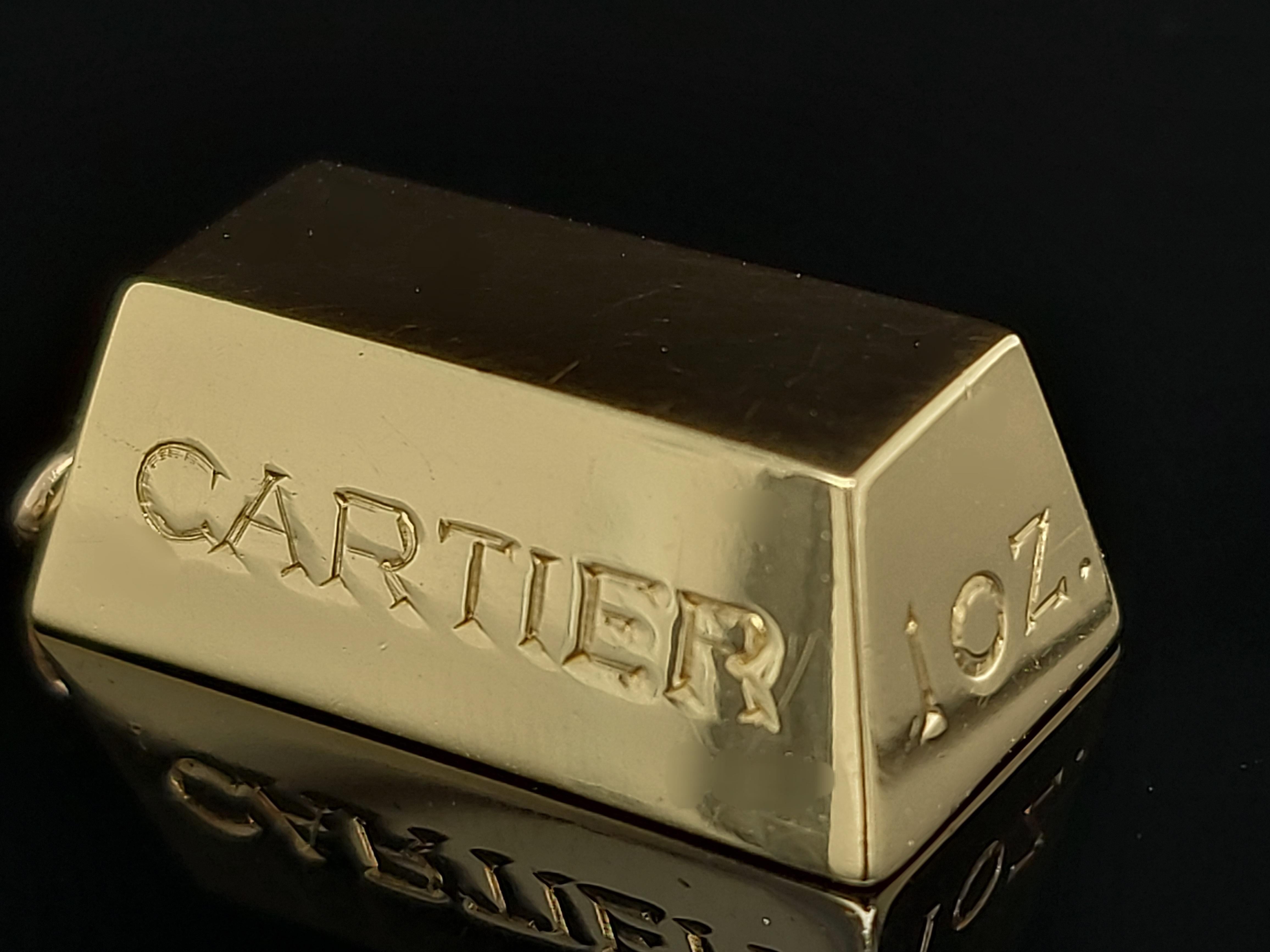 Cartier 1 oz Ingot Brick Bar Solid 18 Karat Gold Charm or Pendant from 1970s 7