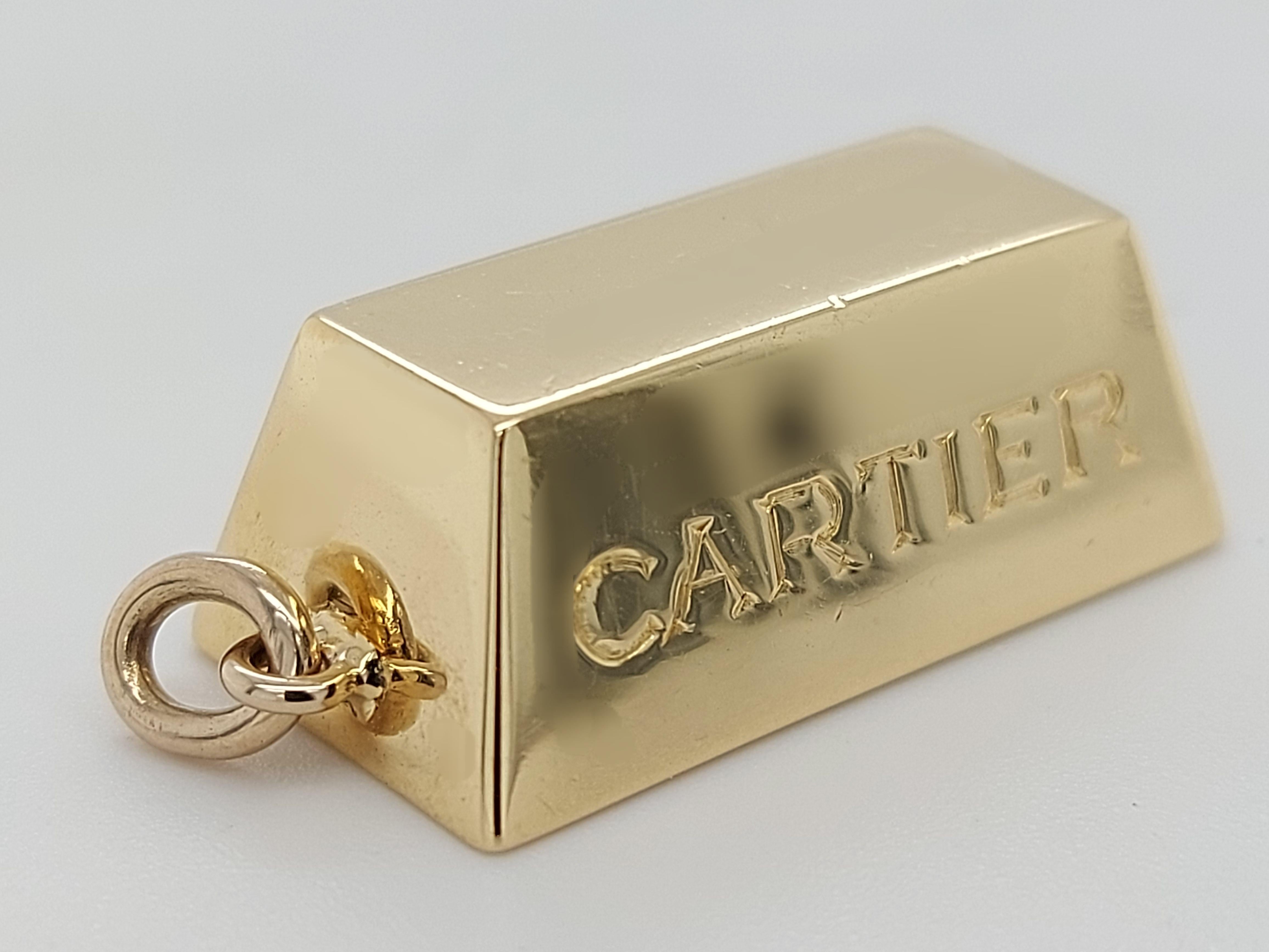 Cartier 1 oz Ingot Brick Bar Solid 18 Karat Gold Charm or Pendant from 1970s In Excellent Condition In Antwerp, BE