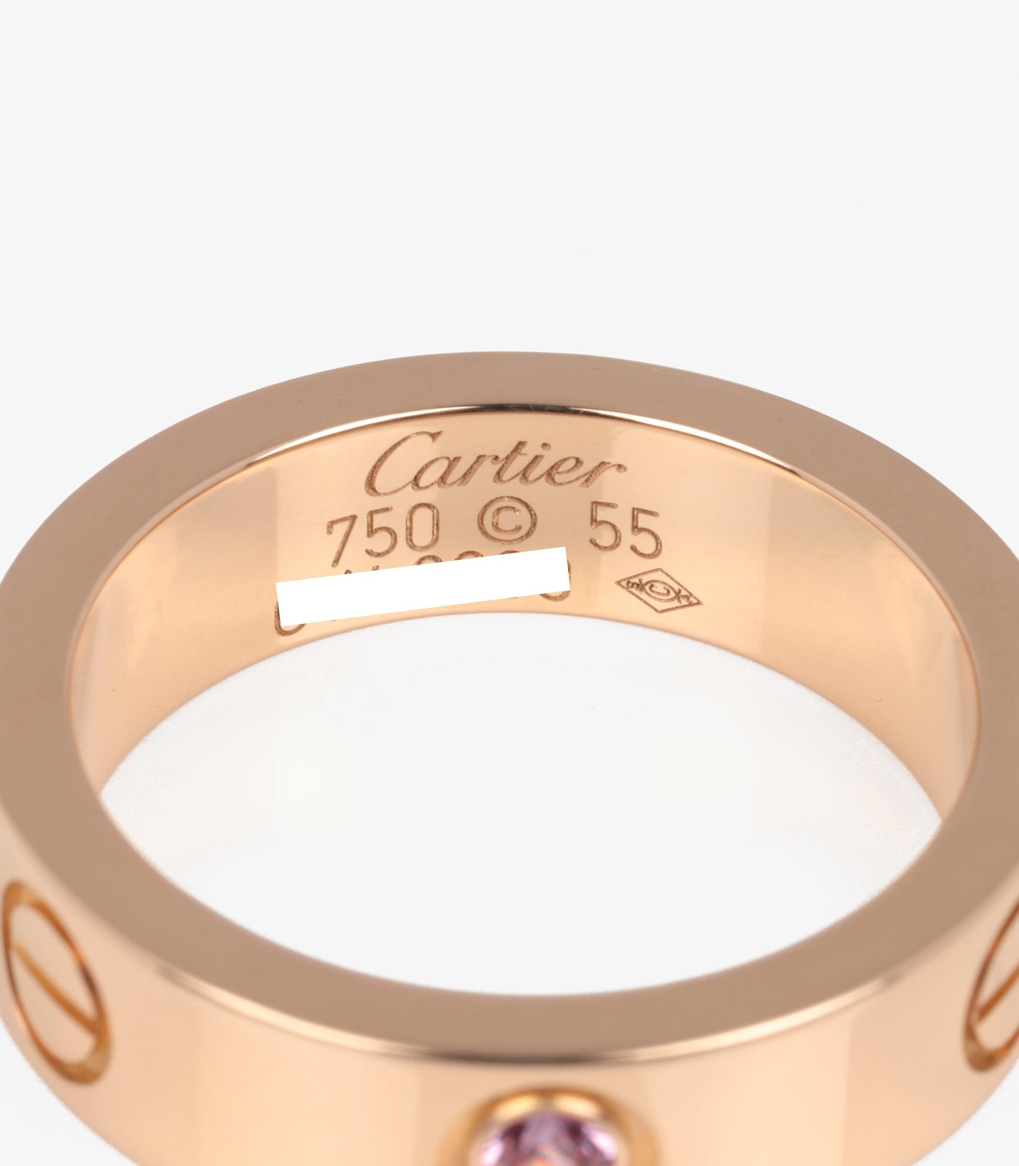 Round Cut Cartier 1 Pink Sapphire 18ct Rose Gold Love Band Ring