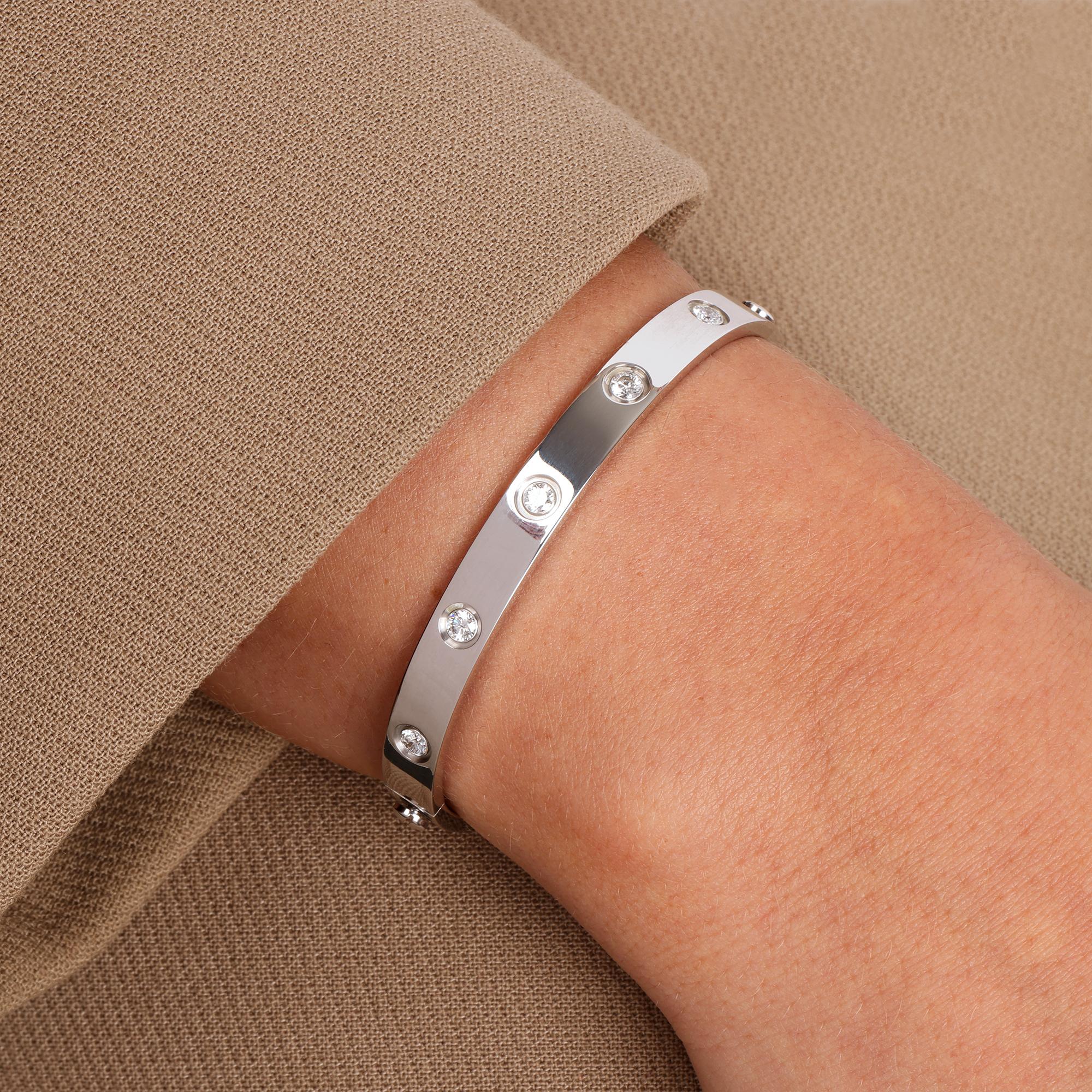 Cartier 10 Diamond 18ct White Gold Love Bangle

Product Details
Xupes Ref: J1114
Brand: Cartier
Model: 10 Diamond Love Bangle
Type: Bracelet
Serial Number: M*****
RRP: £17,500
Accompanied By: Cartier Box, Service Papers, Care Kit,